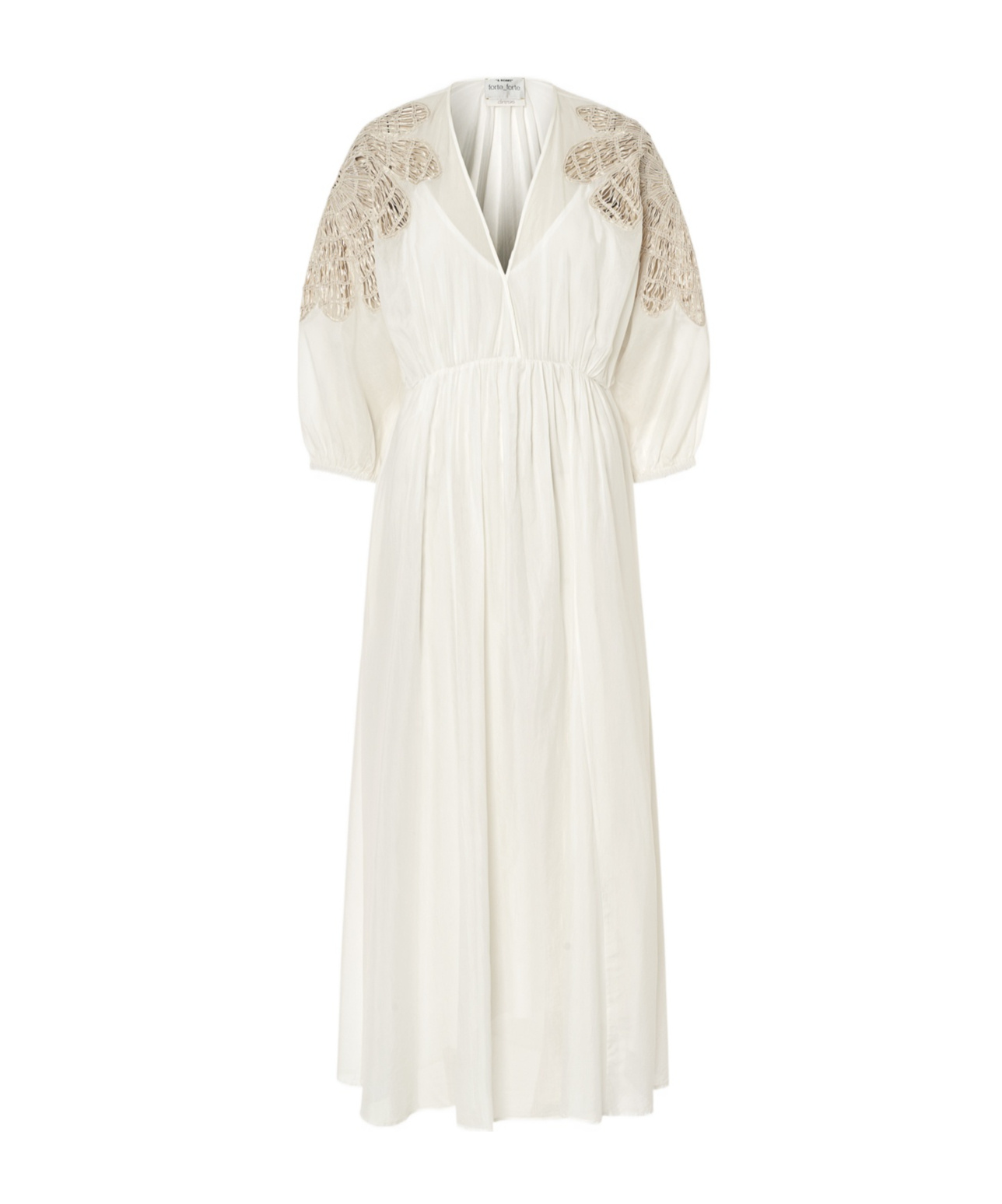 Forte Forte Embroidered-shoulder Maxi Dress In White