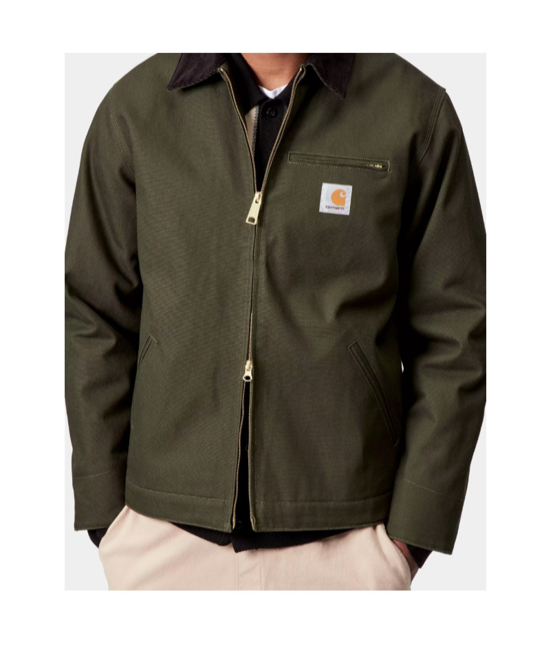 Carhartt Detroit Corduroy-trimmed Organic Cotton-canvas Jacket In Green