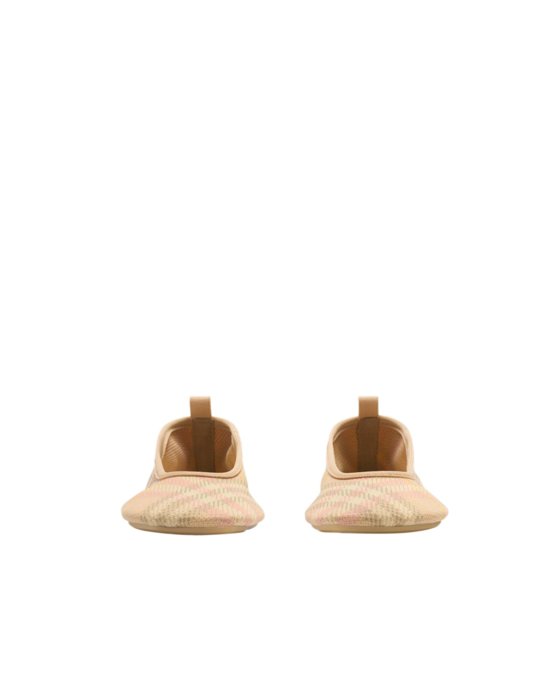 Shop Burberry Checked Ballerina Shoes In Nude