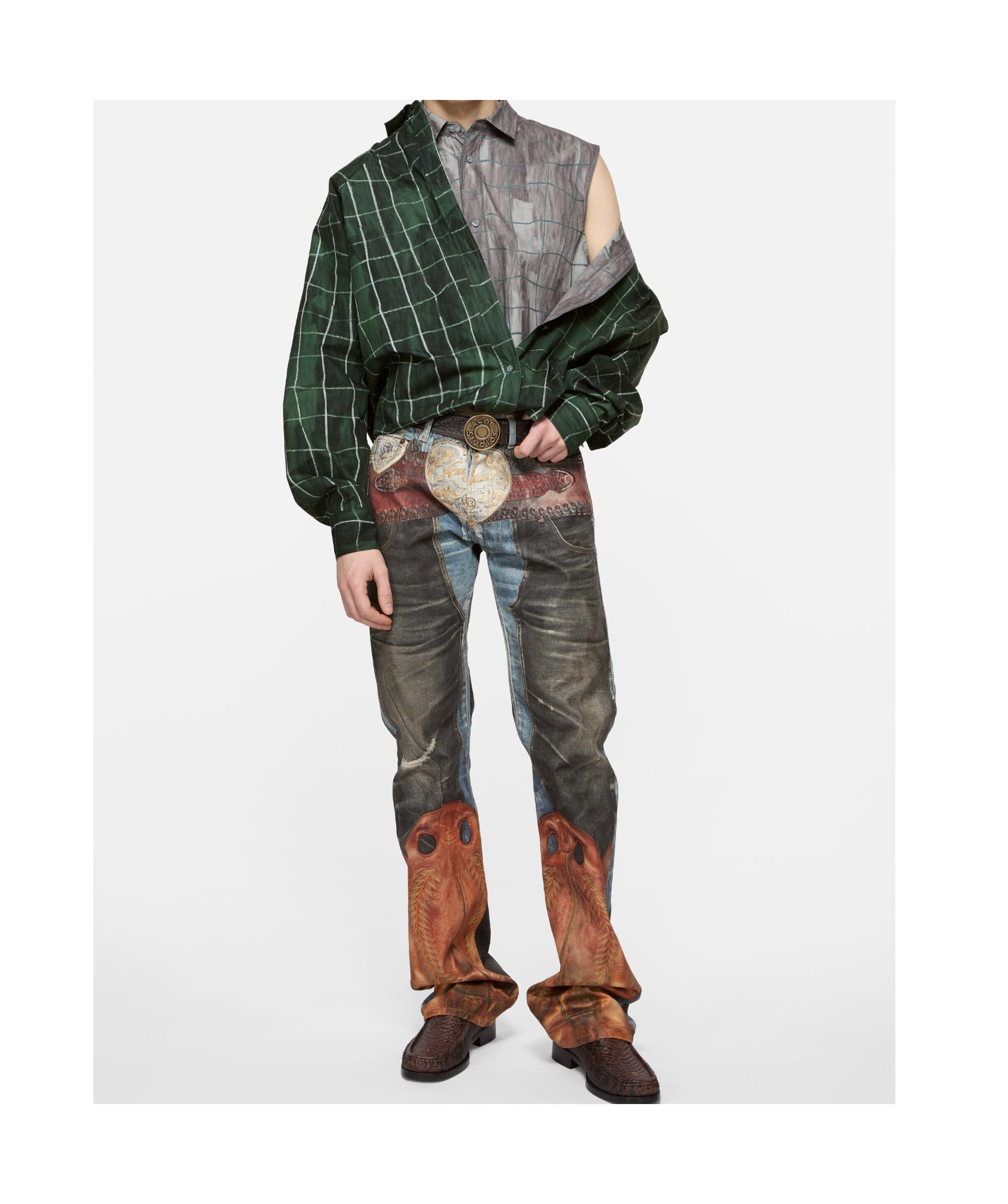 Acne Studios Checked Shirt In Green