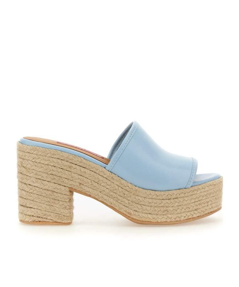 Moschino Denim-inspired Slide Sandals With Espadrille-style Sole In Nude