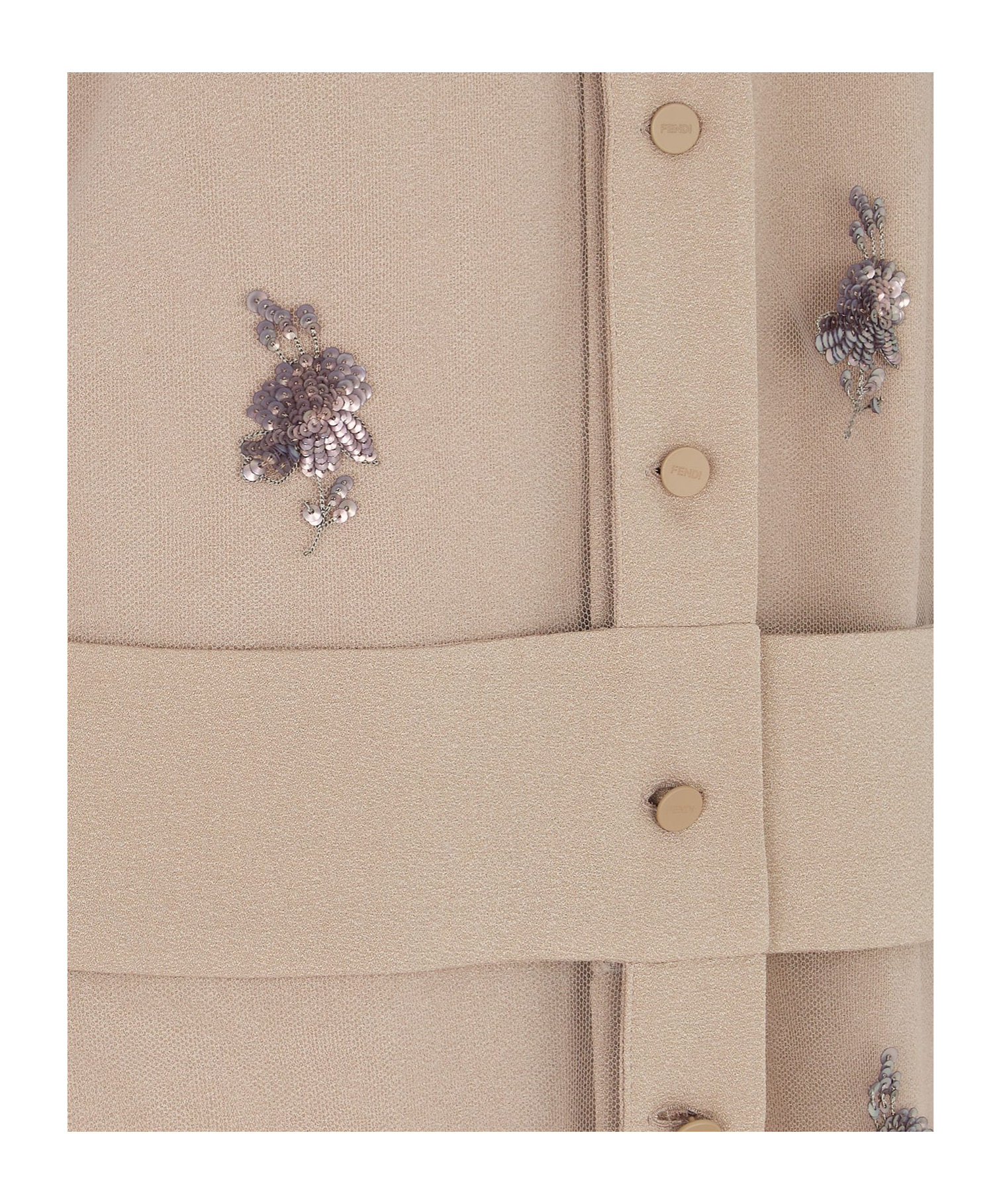 Fendi Embroidered Tulle Mini Dress In Nude