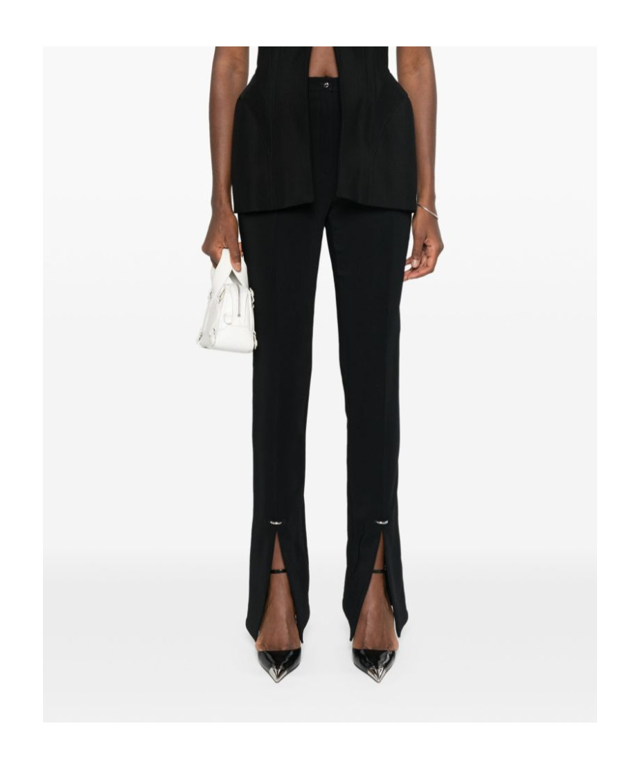Mugler Piercing Detail High-waisted Trousers With Ankle Slit In Black