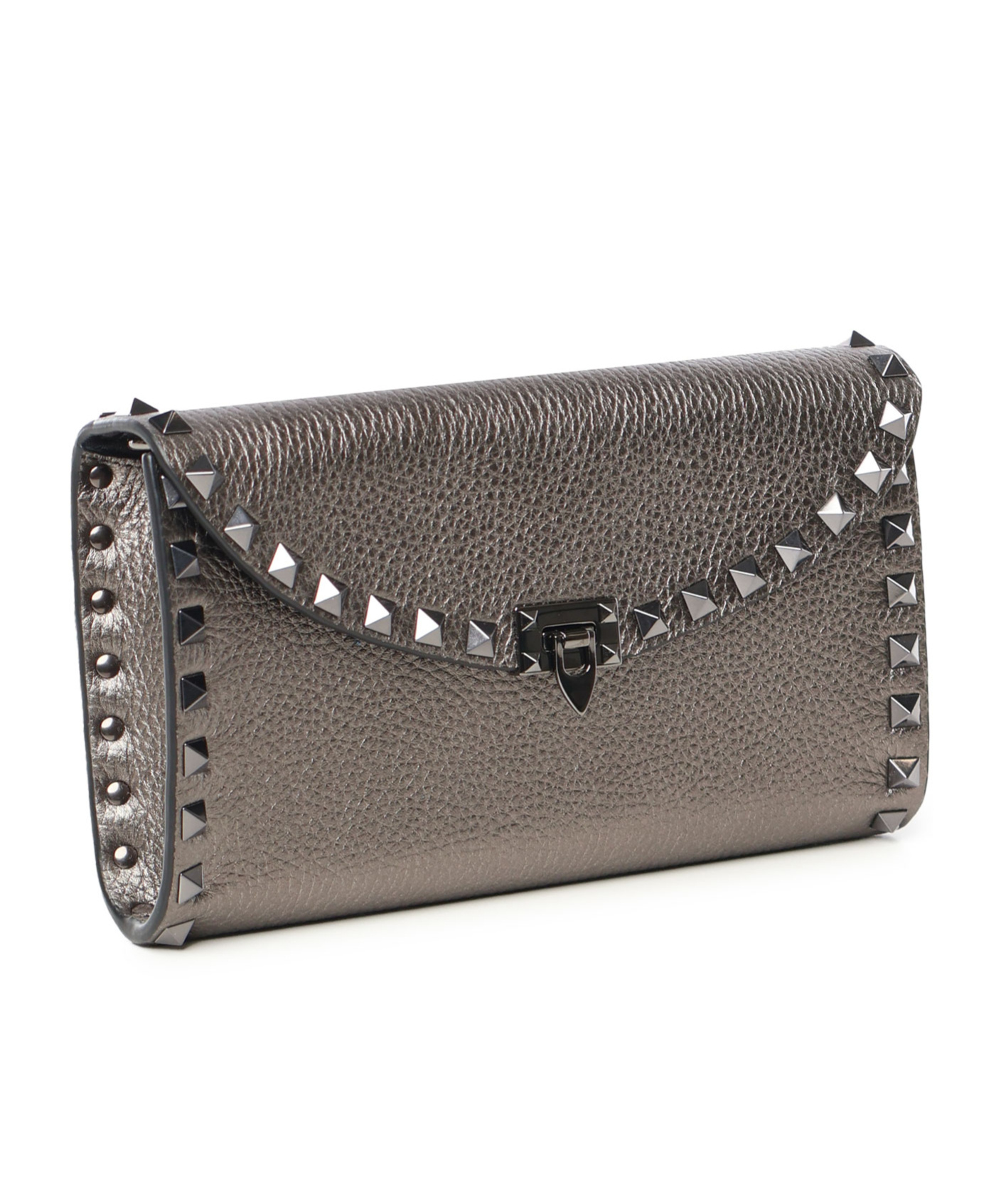 Valentino Rockstud Clutch Bag In Gray