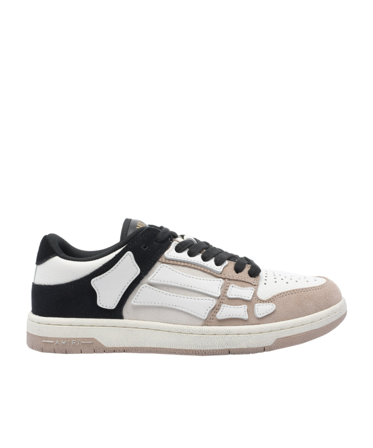 Amiri Skel Top Low Panelled Suede Sneakers In White