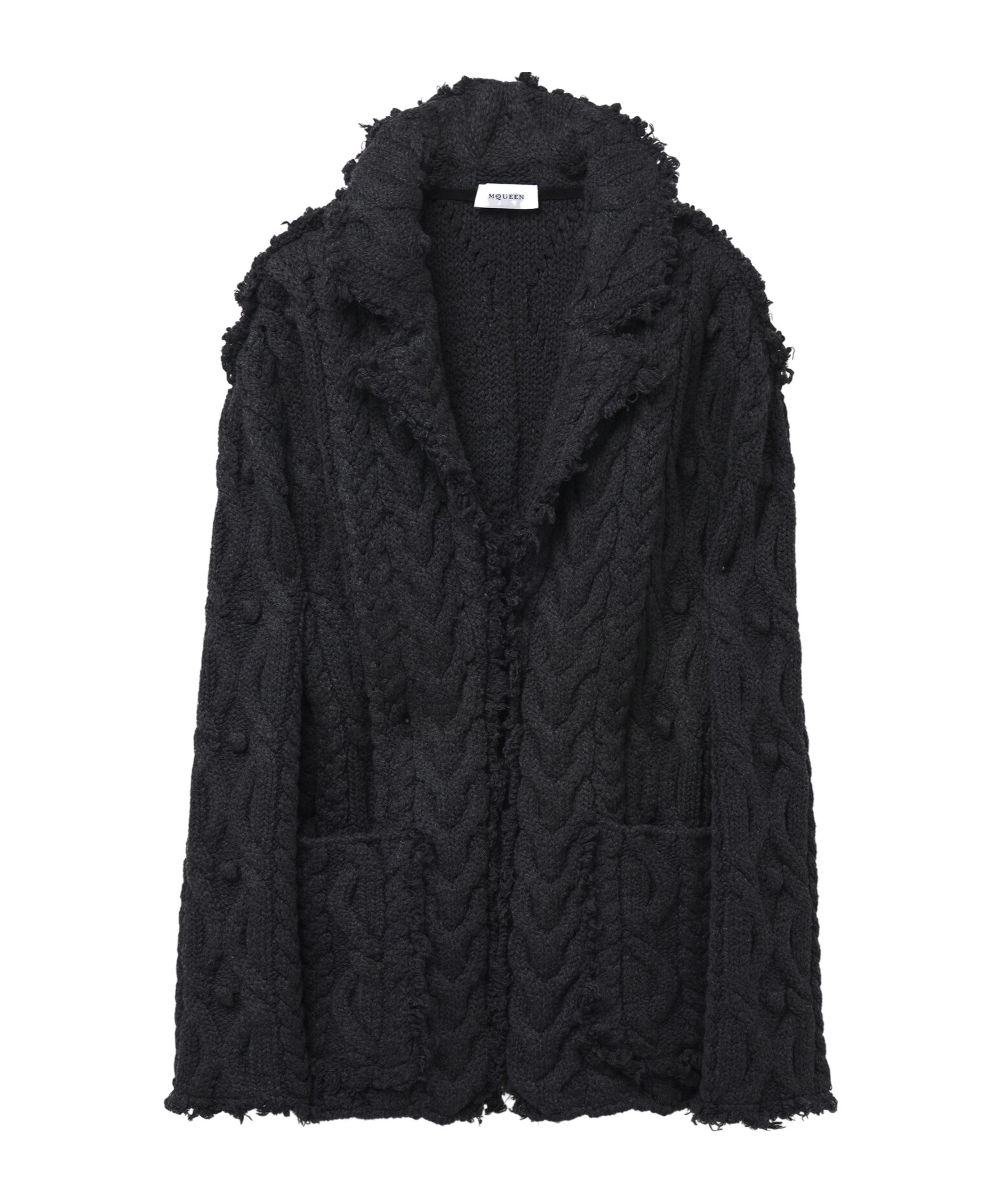 Alexander Mcqueen Twisted Knitted Cardigan In Black