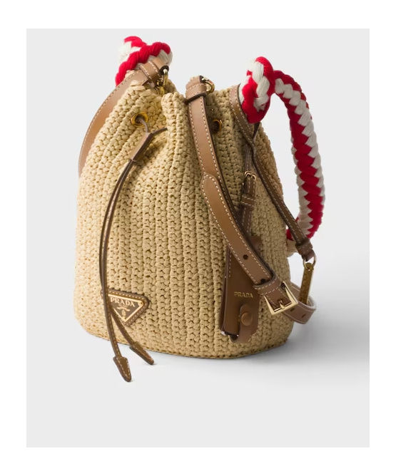 Prada Womens Neutral Crochet Mini Bucket Bag