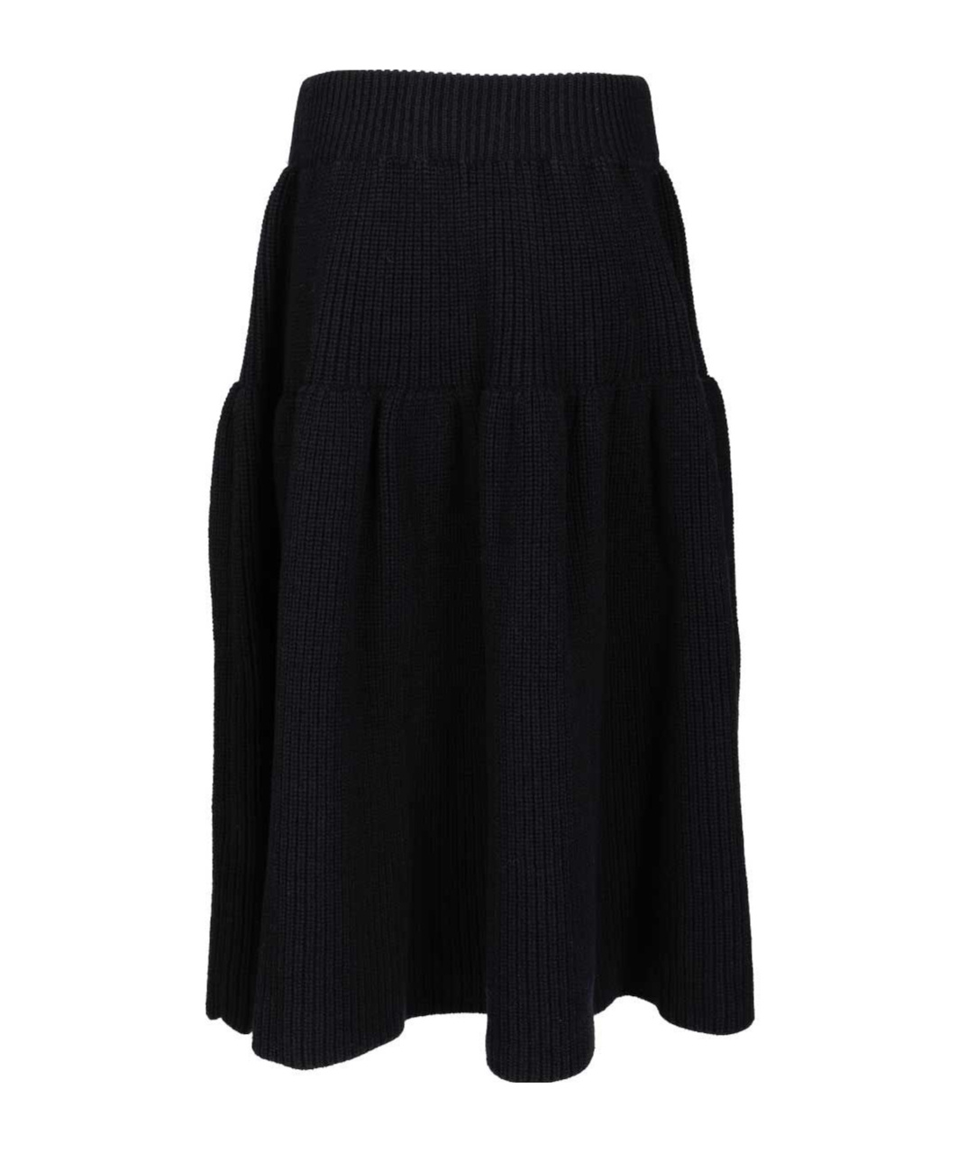 Dries Van Noten Wool Twill Midi Skirt Skirts Black In Black