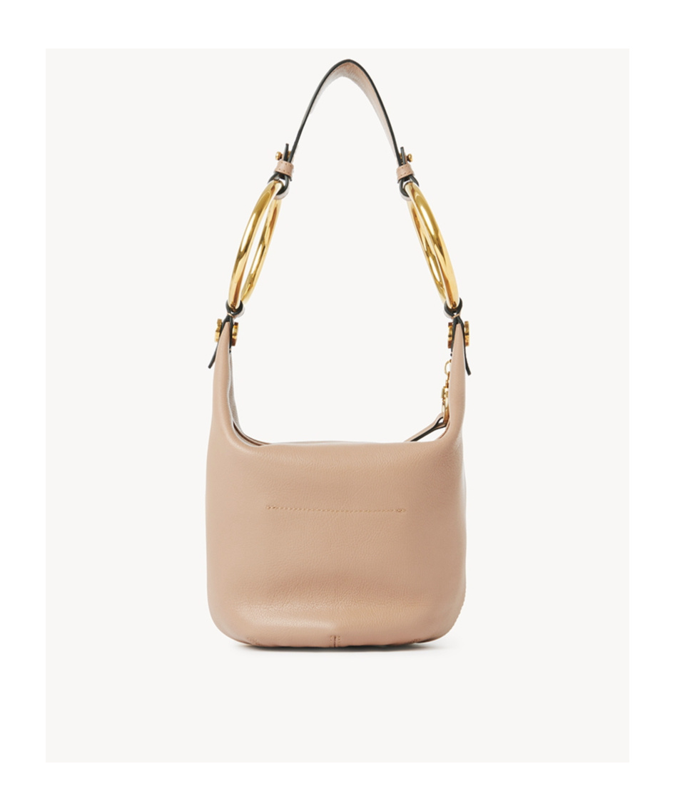 Chloé Small Bracelet Shoulder Bag In Grained Leather In Nude