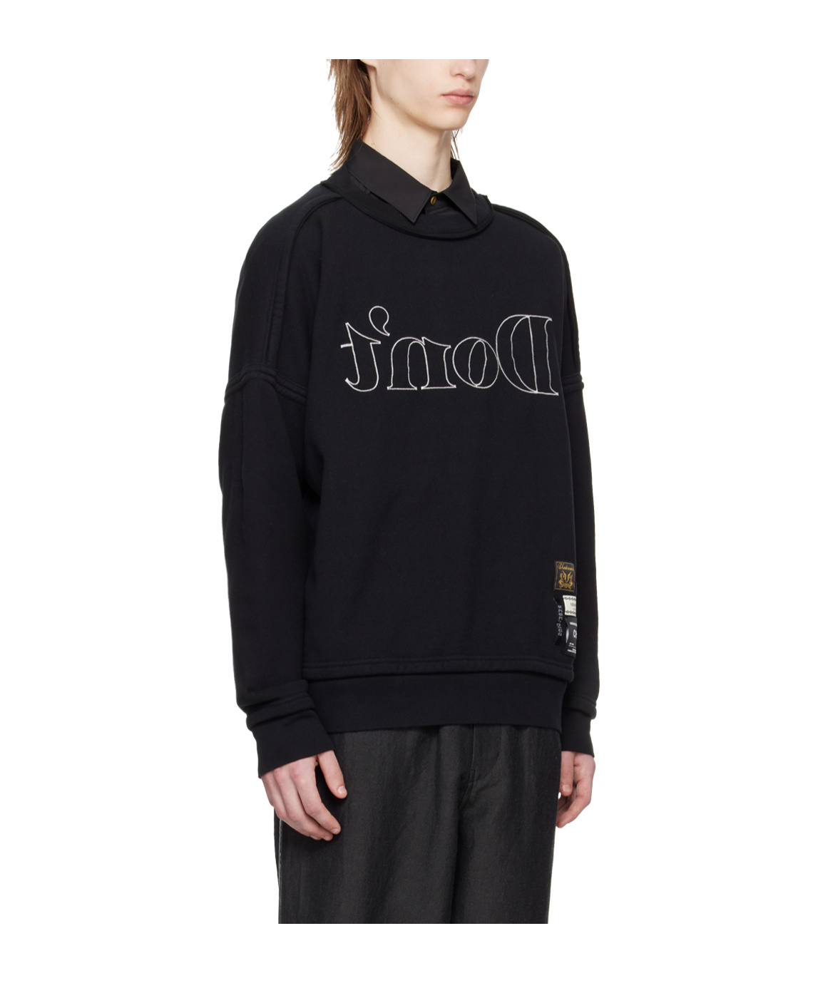 Undercover Slogan-embroidered Drop-shoulder Sweatshirt In Black