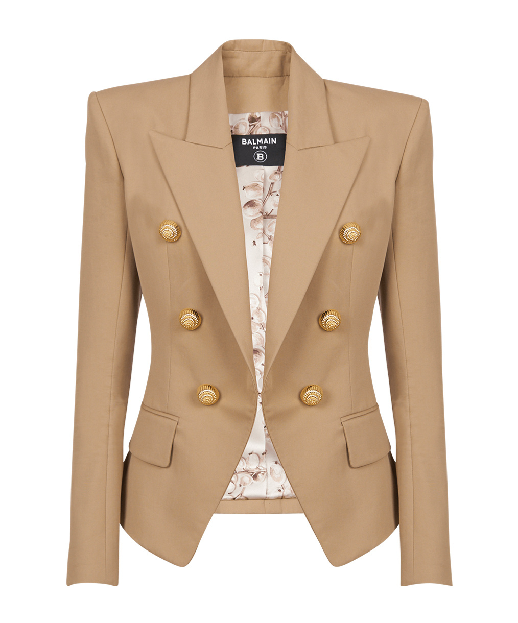 Balmain Cotton Peak-lapel Blazer In Nude