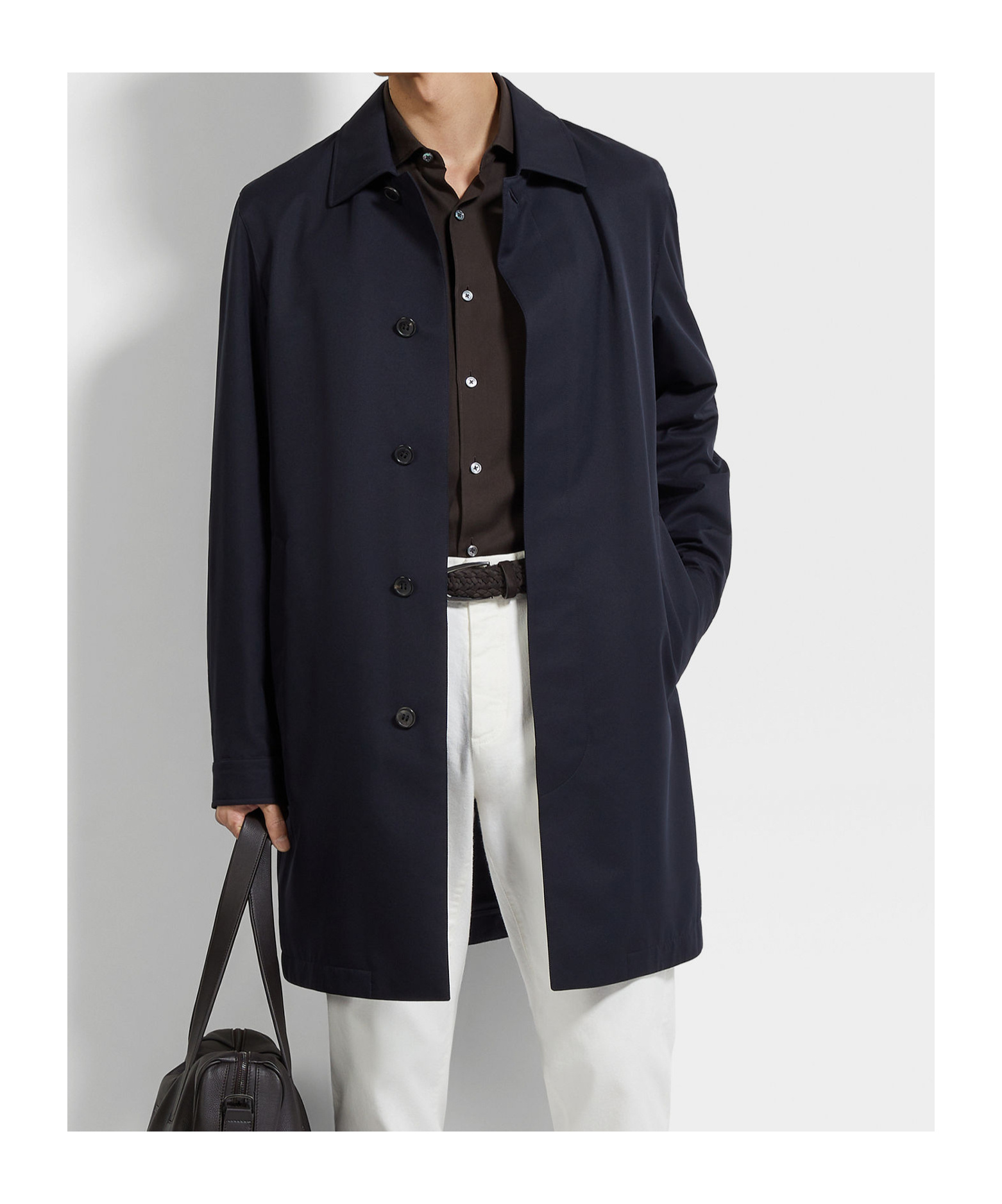 Zegna Water Repellent Microfiber Twill Raincoat In Blue