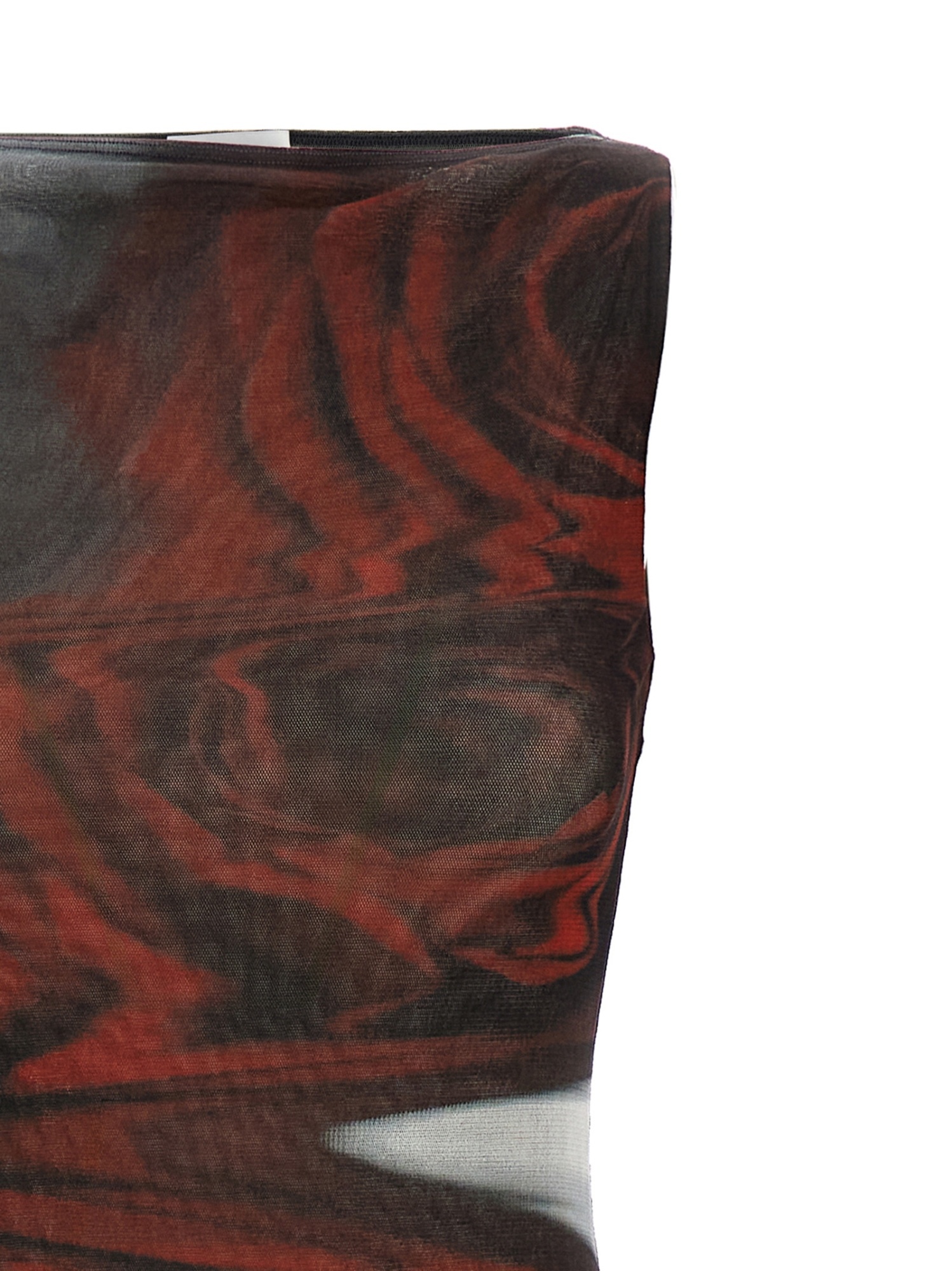 Jean Paul Gaultier The Long Red Blurry Tulle Maxi Dress In Black