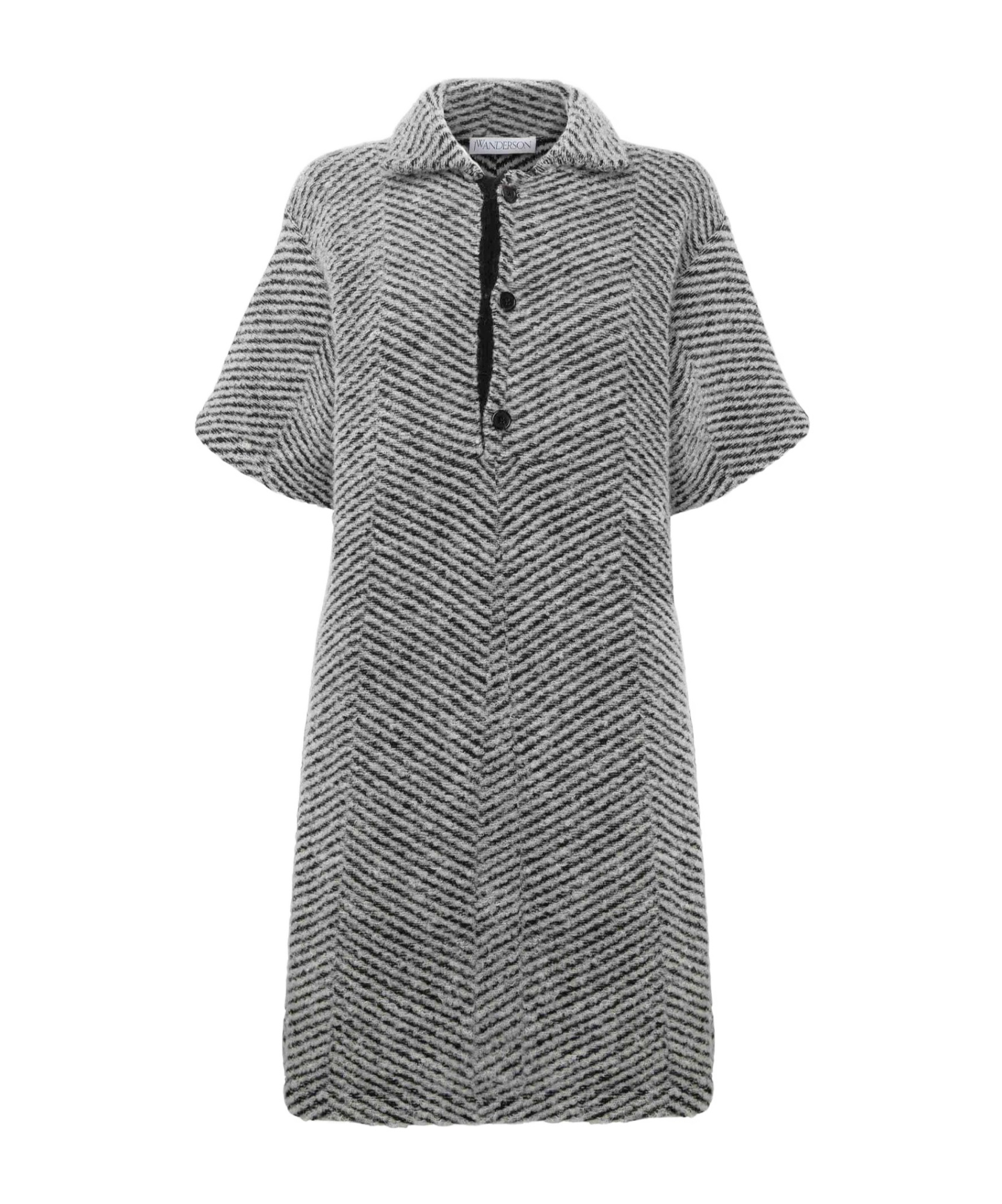 Shop Jw Anderson Logo-plaque Knit Polo Dress In Gray
