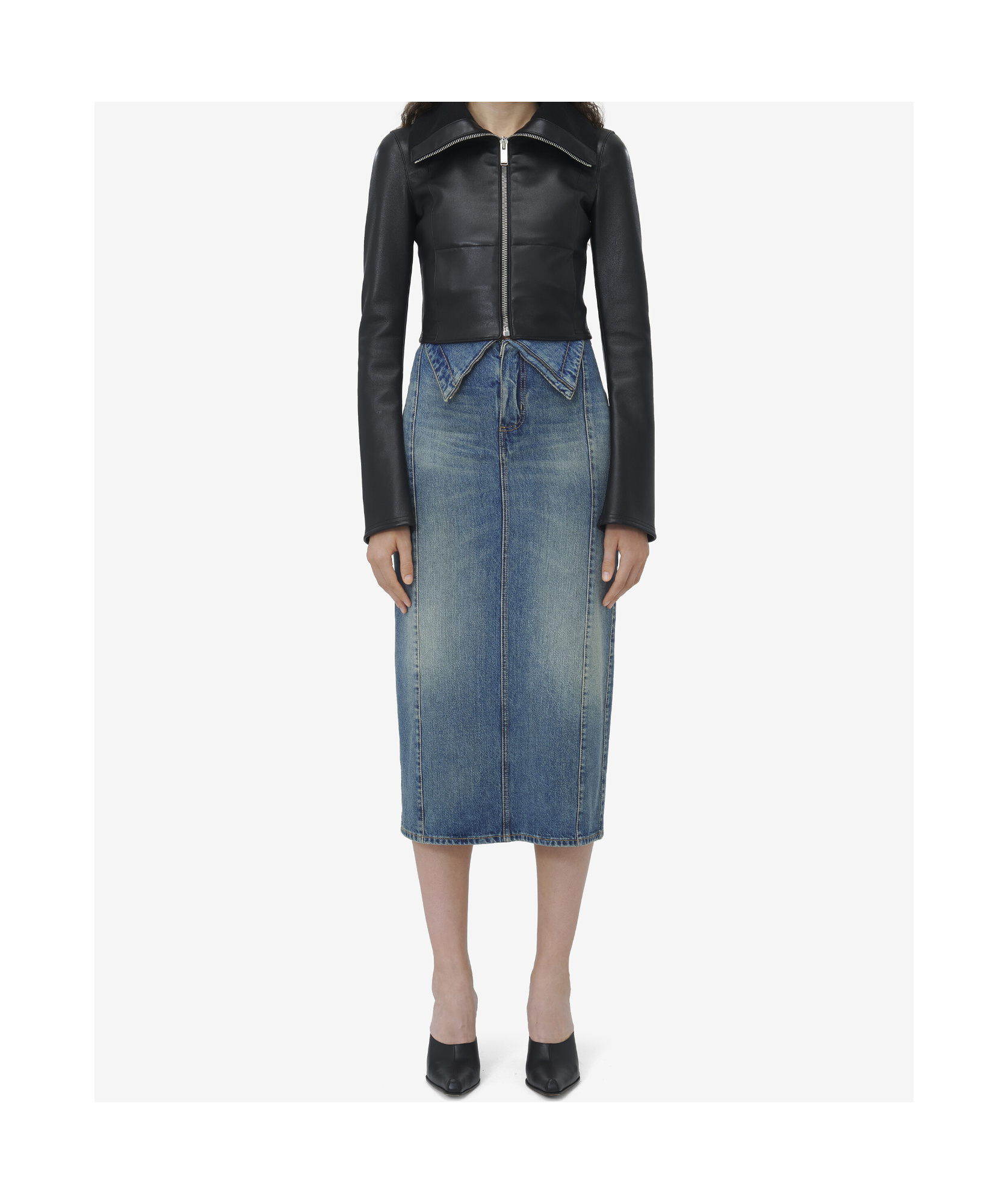 Alexander Mcqueen Folded-collar Leather Jacket In Black