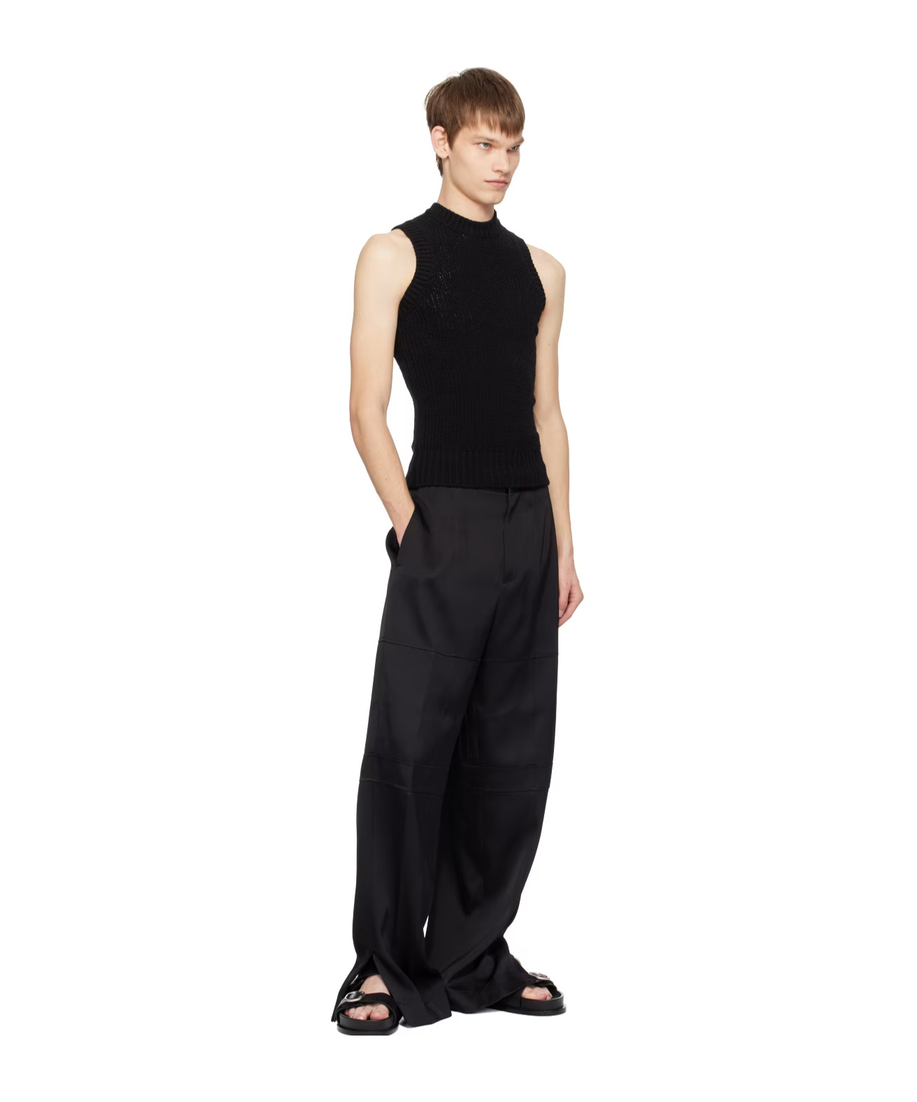 Jil Sander Black Crewneck Tank Top In Black