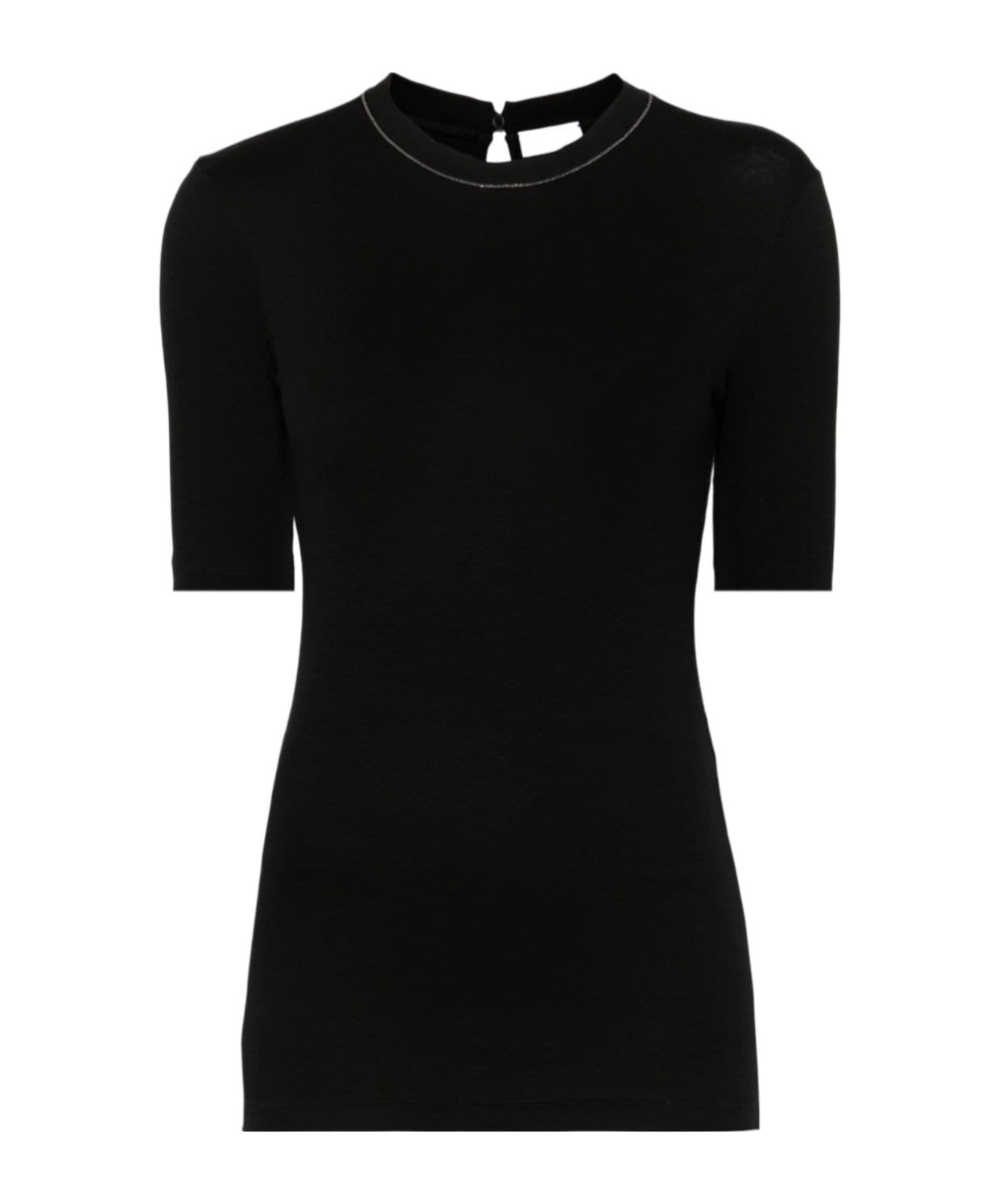 Brunello Cucinelli Cotton Jersey Fitted Jersey T-shirt In Black