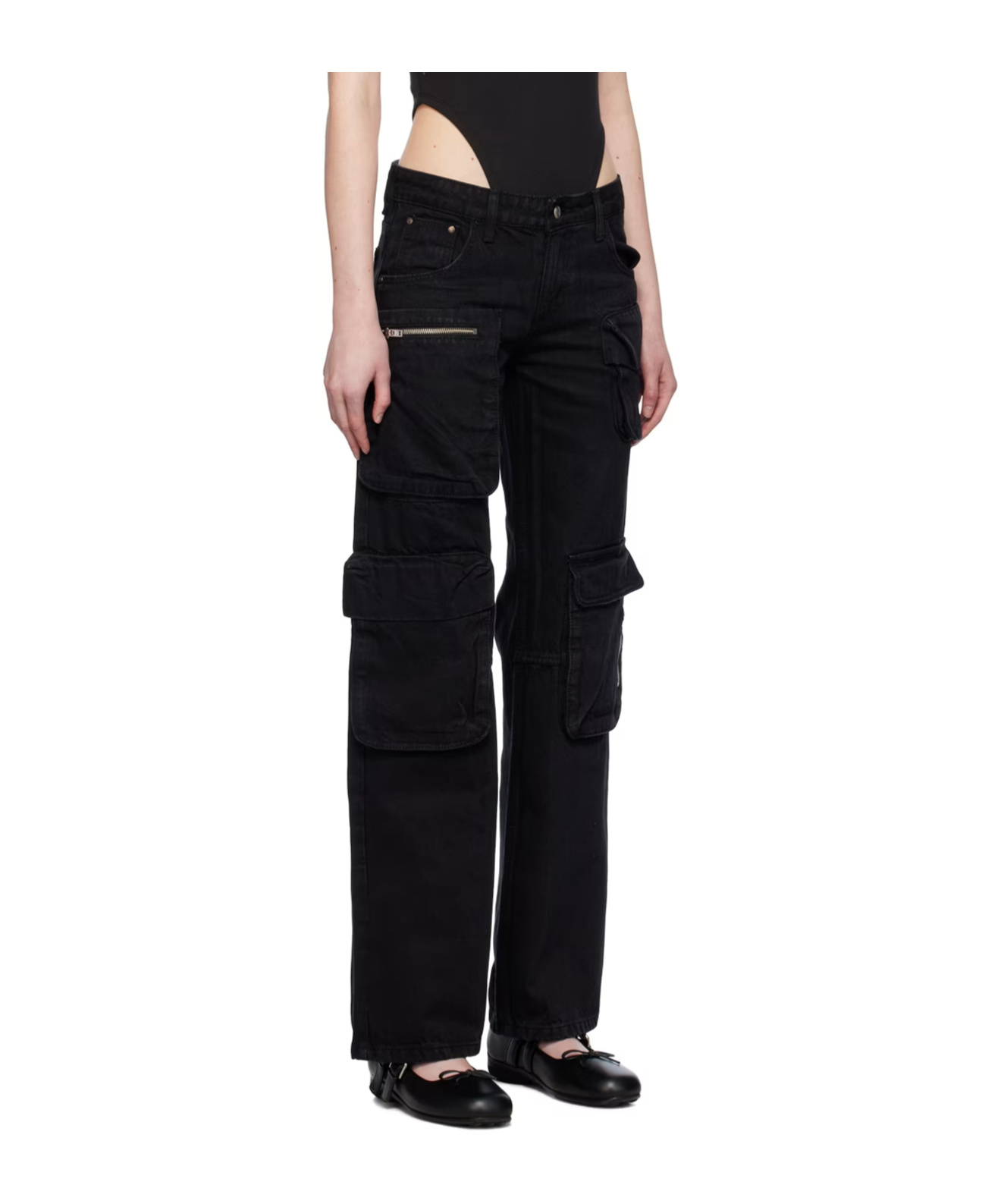 Open Yy Faded Jeans In Black
