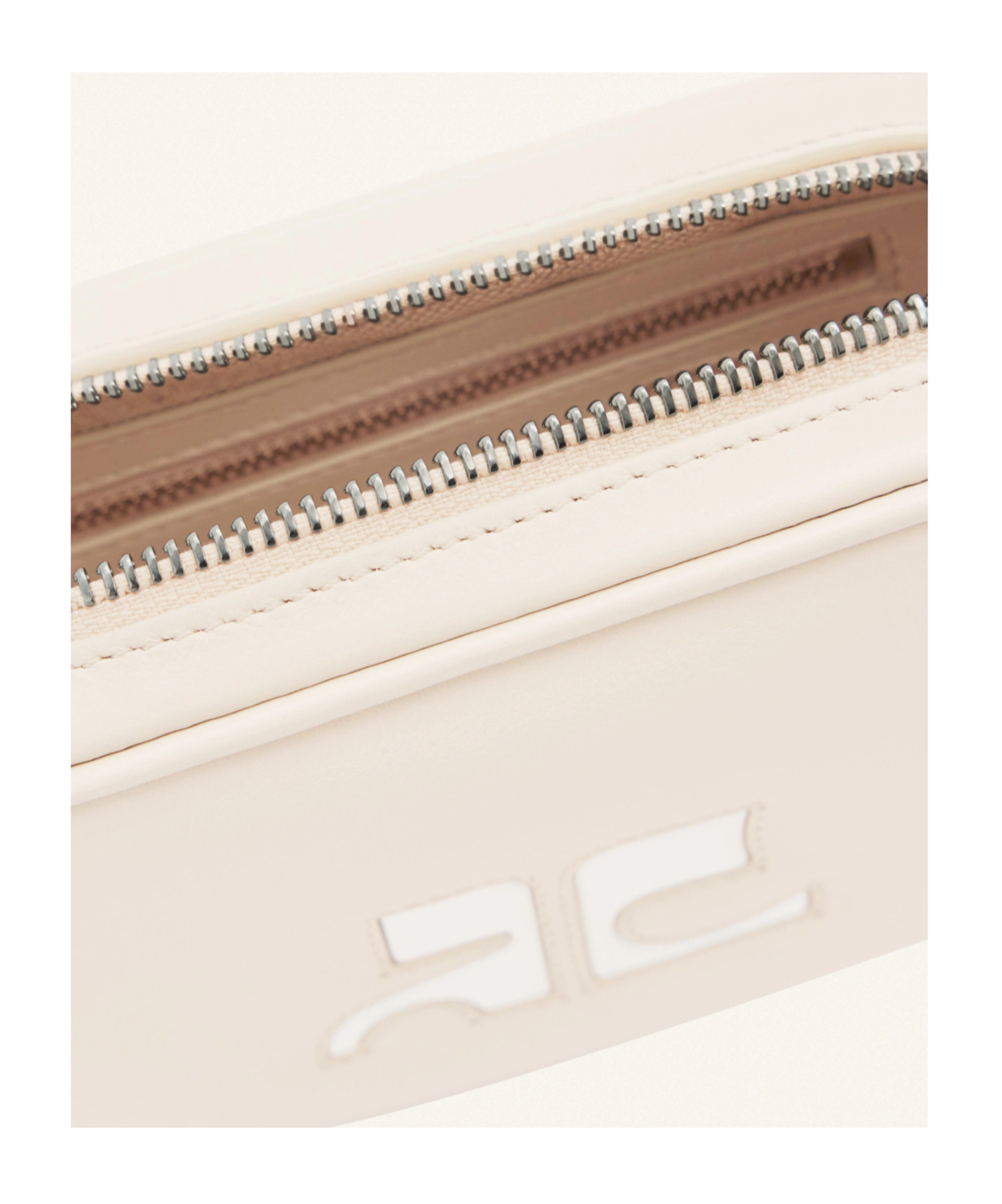 Courrèges Camera Logo-embroidered Leather Shoulder Bag In White