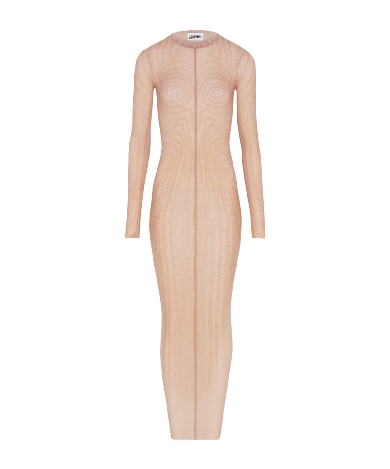 Jean Paul Gaultier Spiral Long Sleeve Mesh Dress In Pink