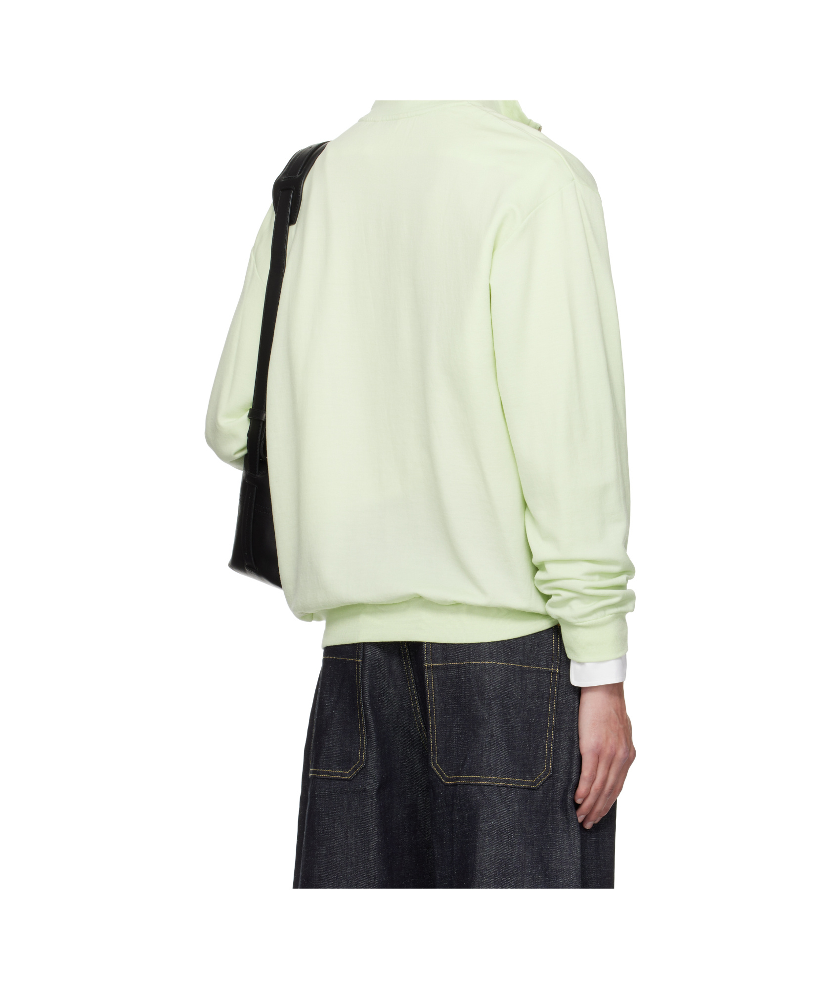 Auralee Green Light Wool Sweat Half Zip Sweatshirt In Green