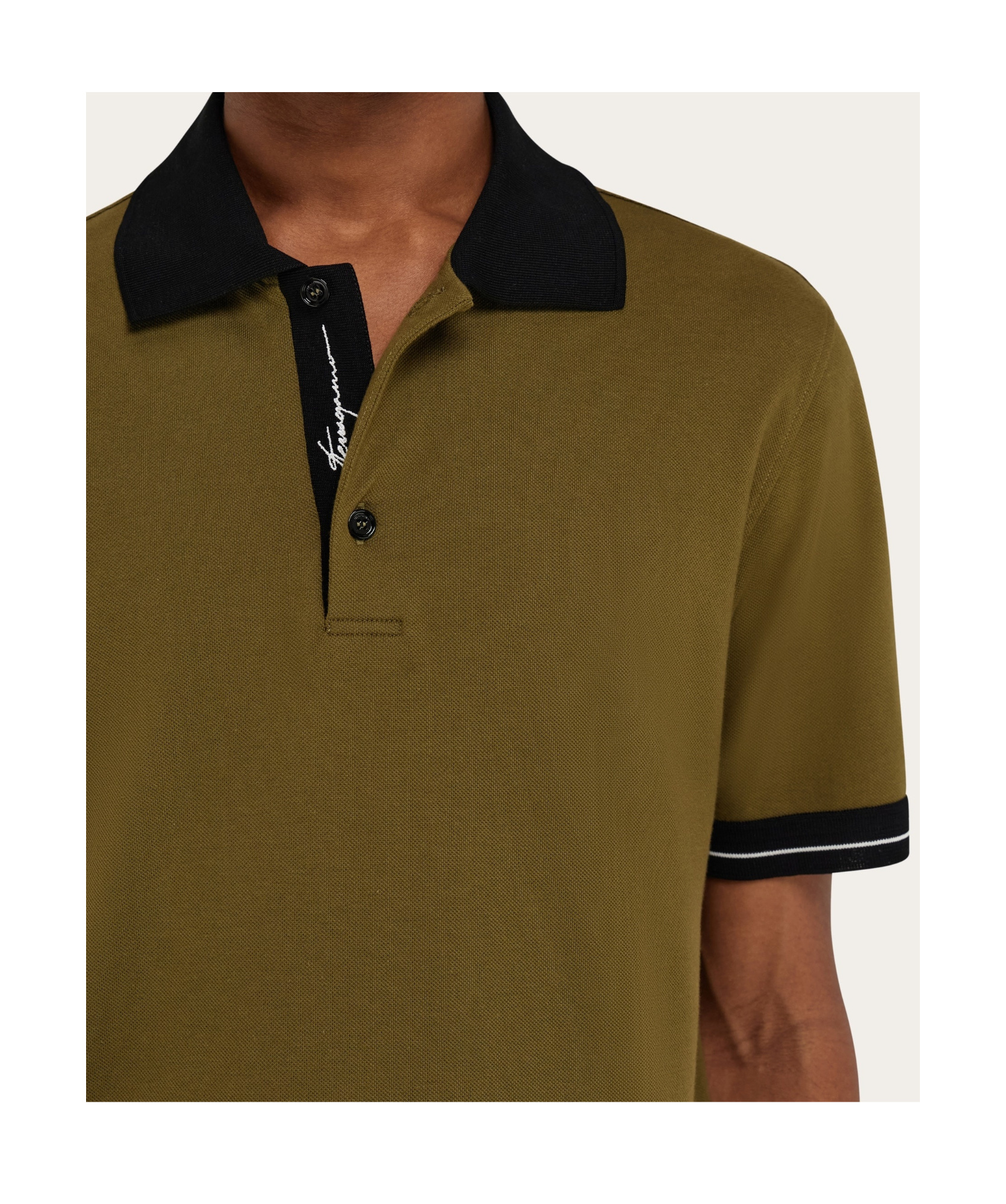 Shop Ferragamo Color Block Detail Polo Shirt In Brown