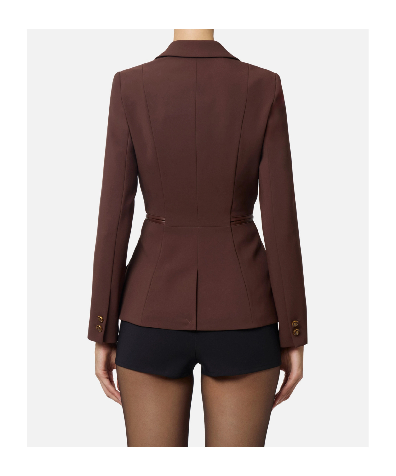 Elisabetta Franchi Double-breasted Zip-detail Jacket In Brown