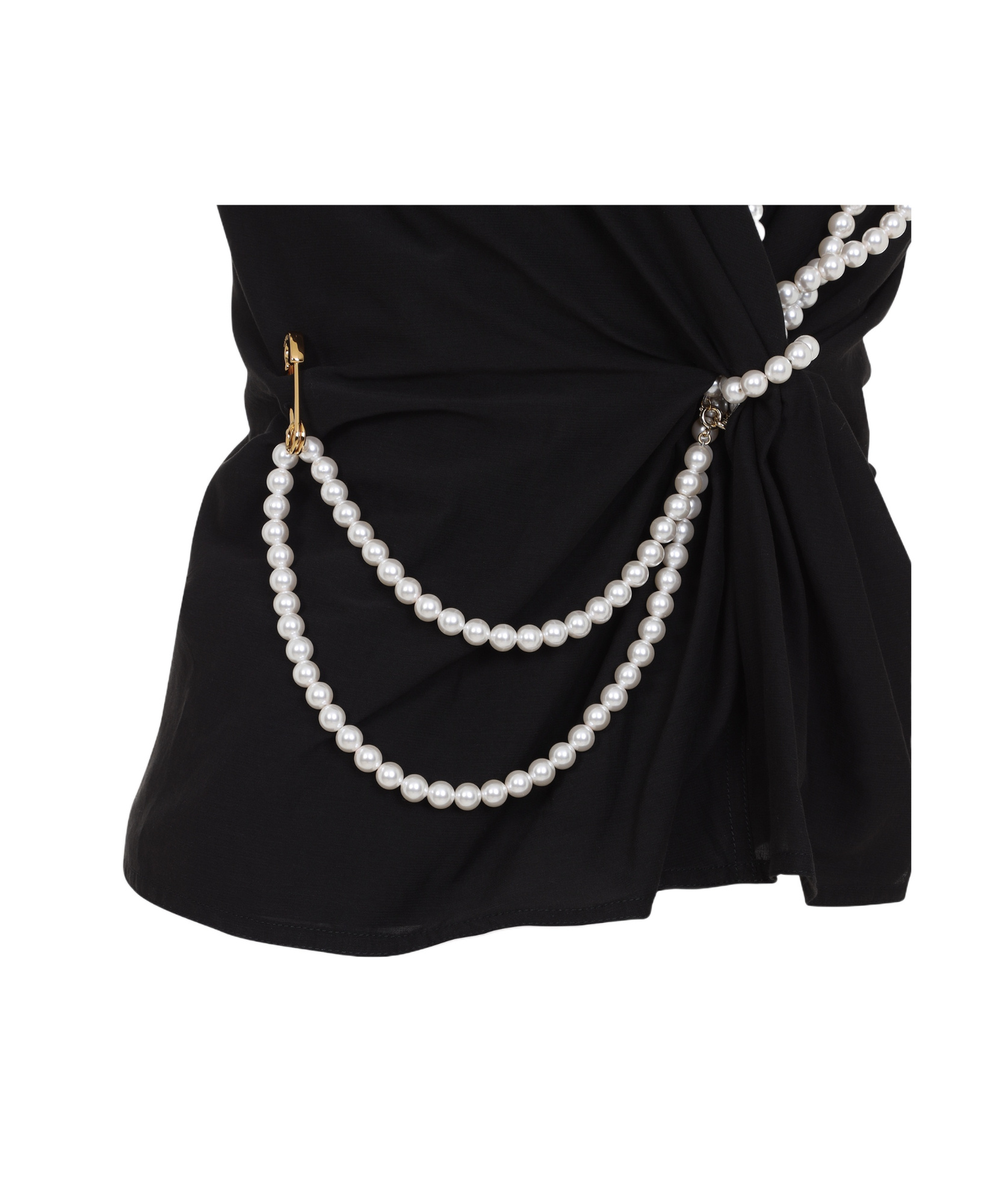 Moschino Flared Hem Knot Detailing Pearl Embellishments In Black
