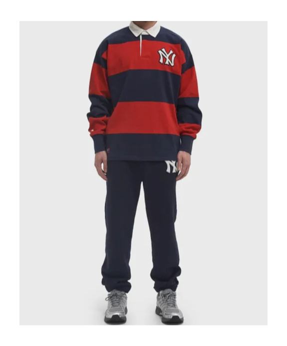 Polo Ralph Lauren Contrast Collar Long Sleeves Striped Pattern In Navy Blue/red