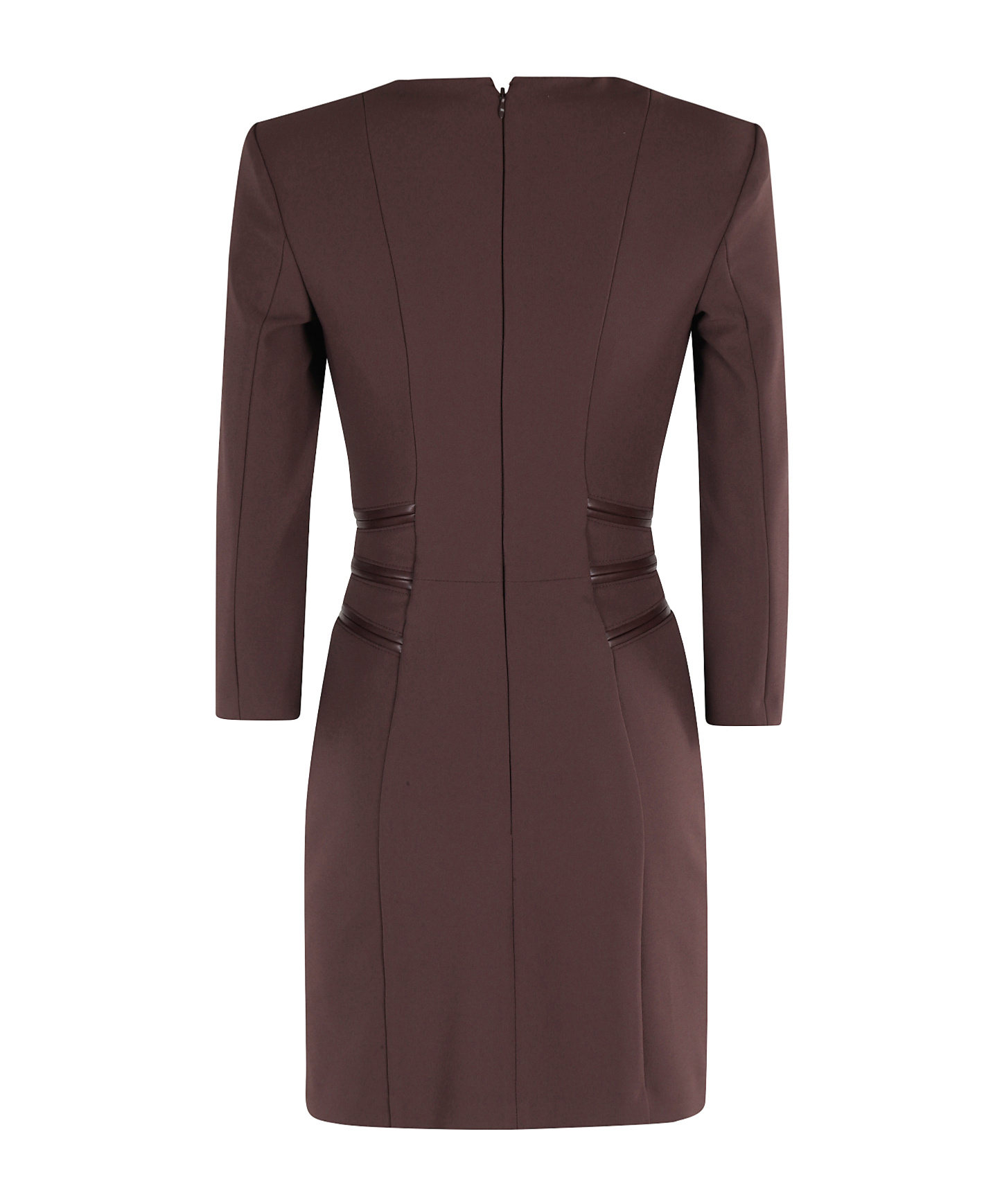 Elisabetta Franchi Merlot Midi Dress With Zipper Detailing In Brown