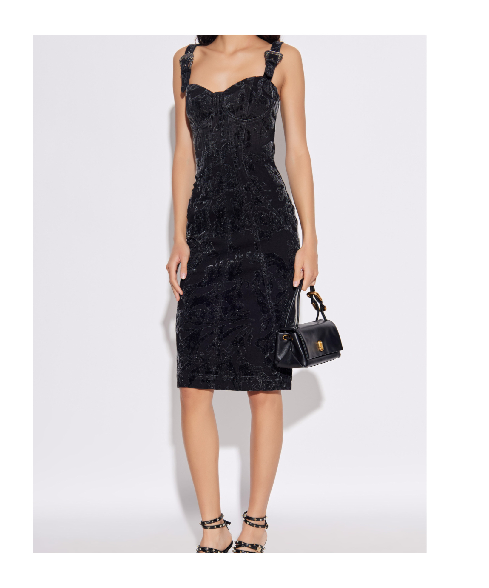 Versace Jeans Off Shoulder Dress In Black