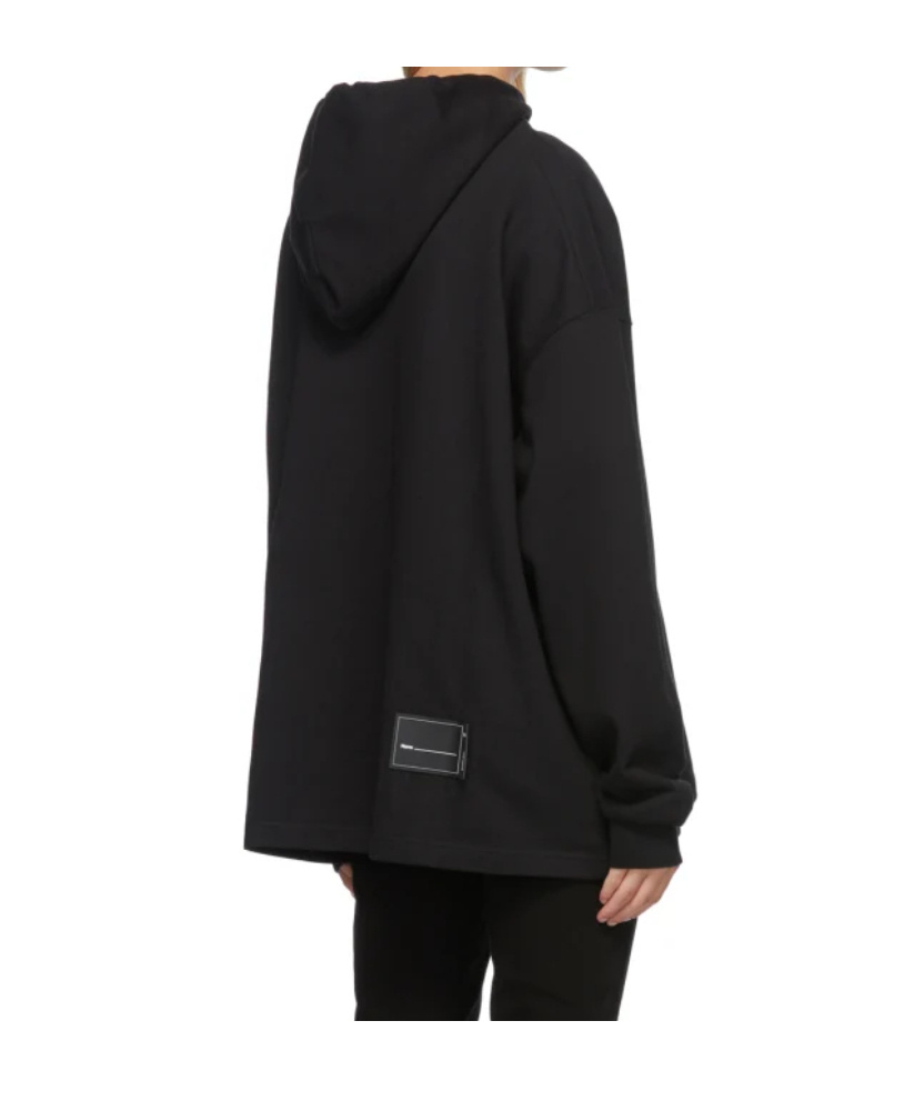 We11 Done Logo-printed Hooded Sweatshirt In Black