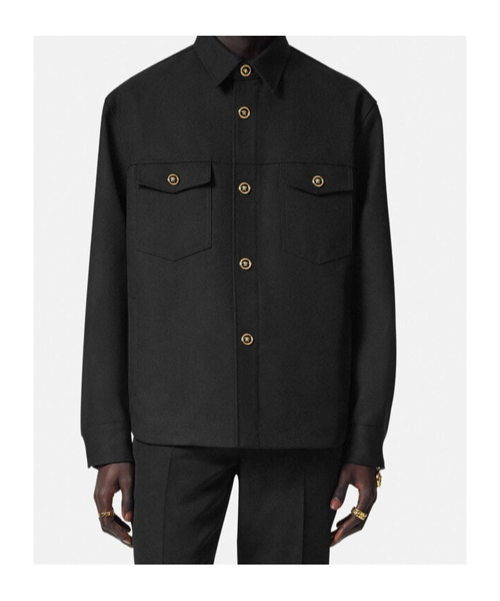 Versace Medusa Head Buttoned Jacket In Black
