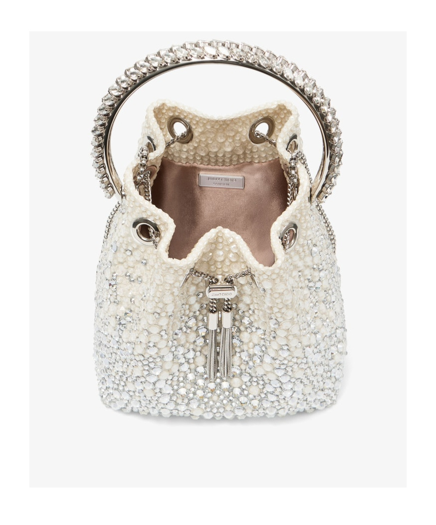 Jimmy Choo Bon Bon Bucket Bag In White
