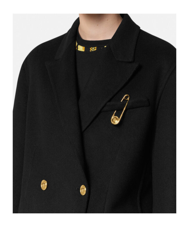 Versace Double-breasted Cachemire Blend Jacket In Black