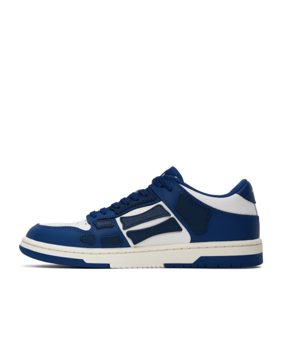 Amiri Low-top Leather Sneakers With Perforated Upper In Blue