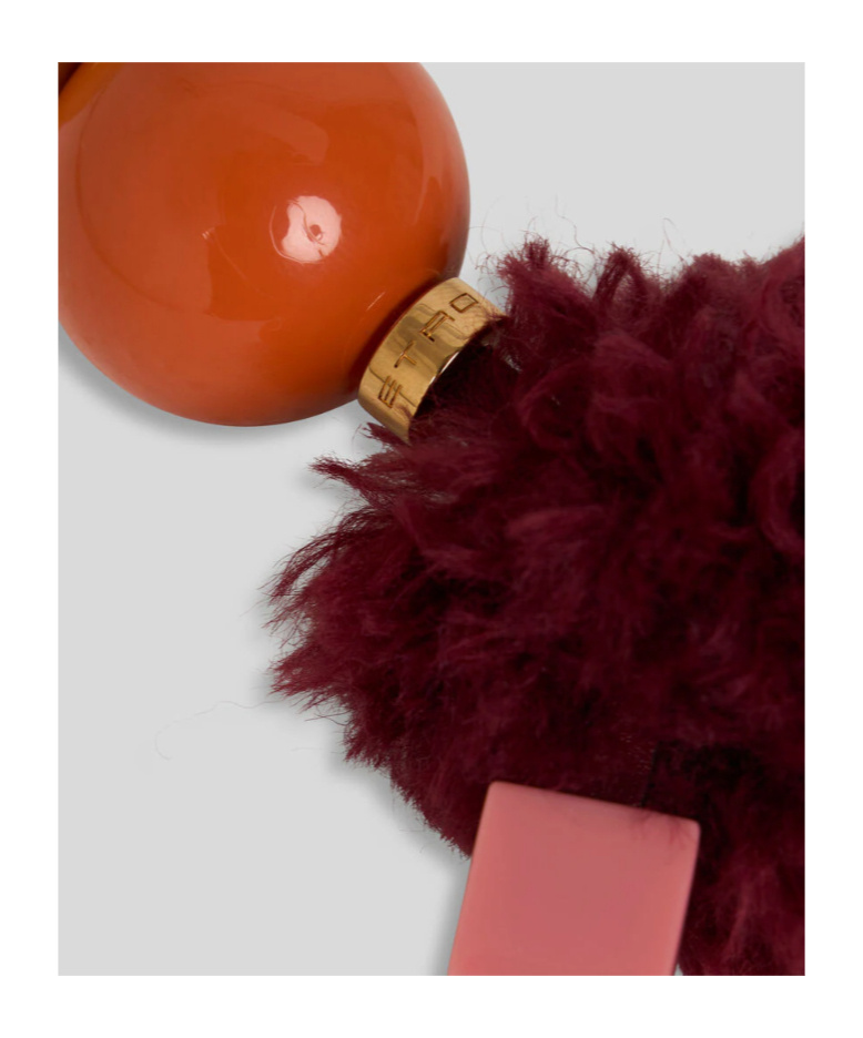 Etro Little Man Beaded-pompom Charm In Orange