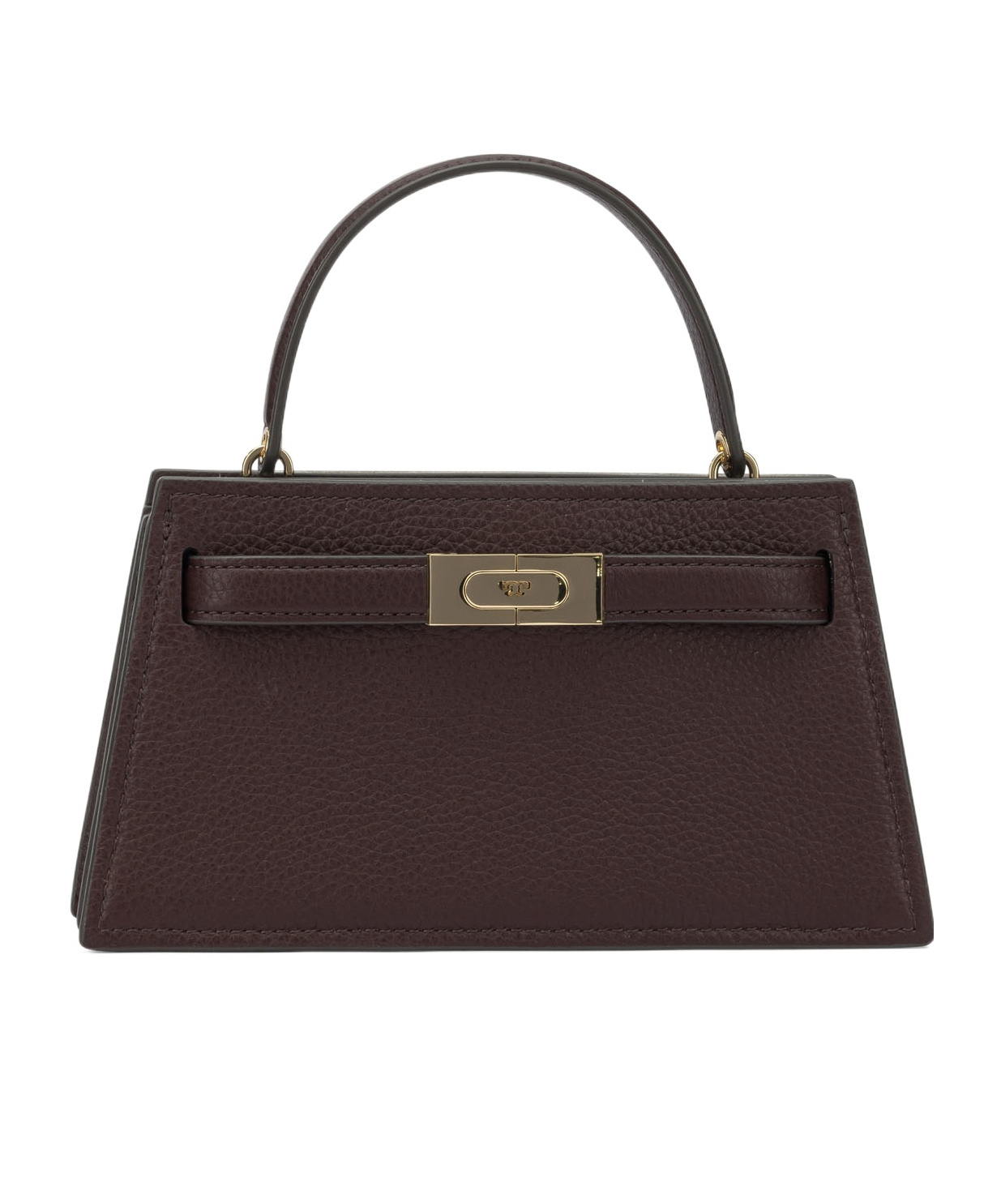 Tory Burch Mini Lee Radziwill Pebbled Top Handle Bag In Burgundy