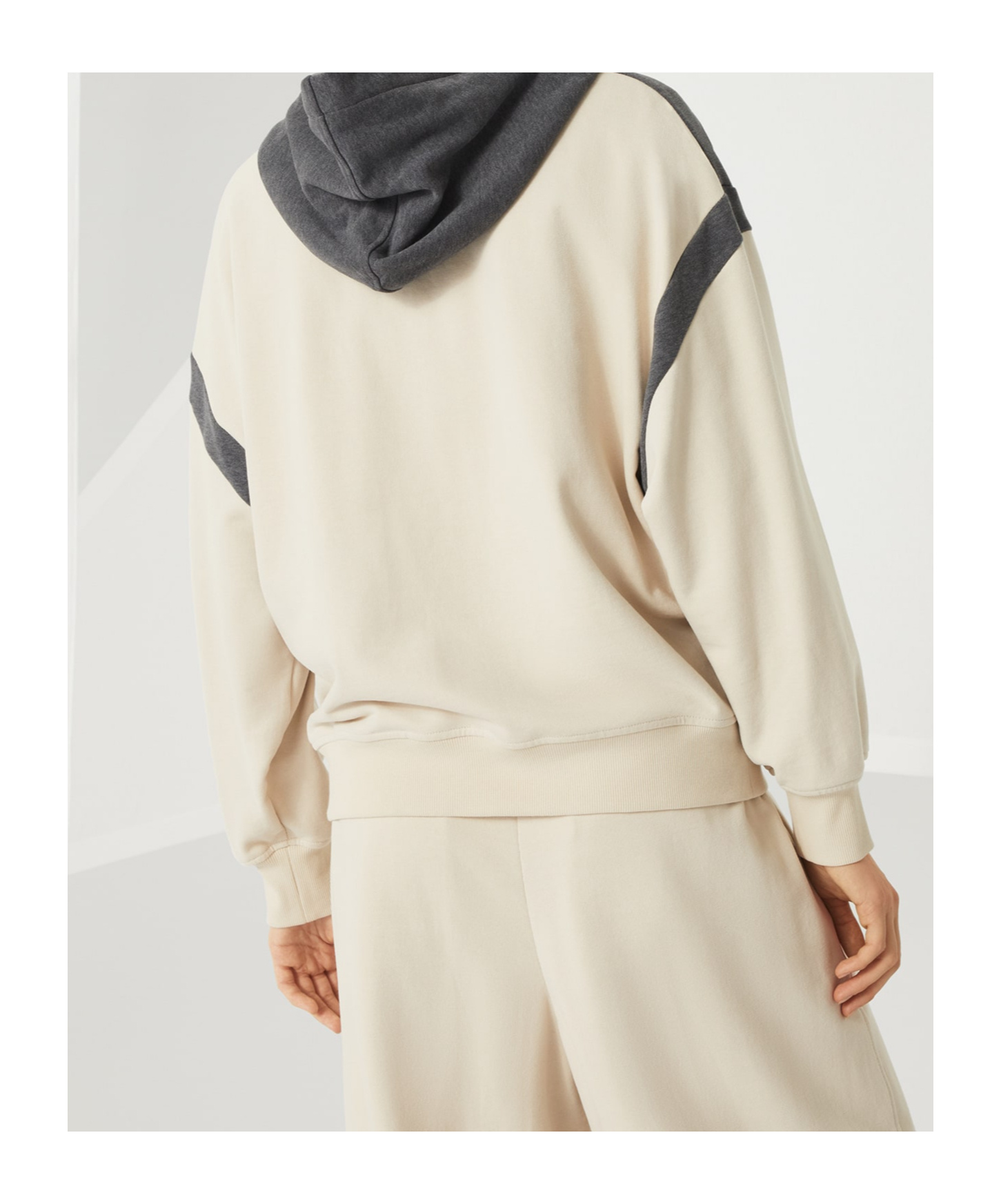 Shop Brunello Cucinelli Panelled Hoodie In Nude