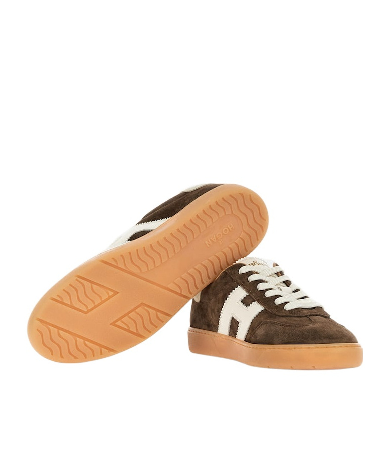 Hogan Stylish Sneakers With Contrast Panel And Suede Finish In Brown