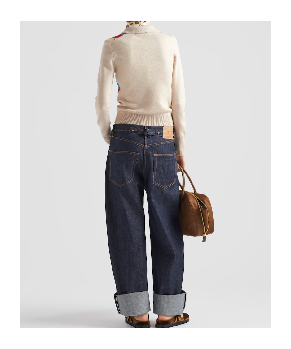 Shop Prada Argyle Knit Wool Polo Shirt In Yellow