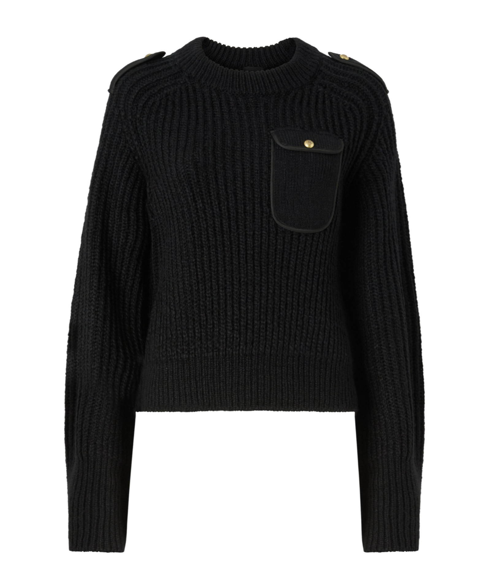 Pinko Ribbed-knit Epaulette Sweater In Black