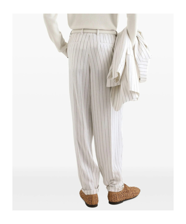 Dolce & Gabbana Striped Tailored Trousers In White