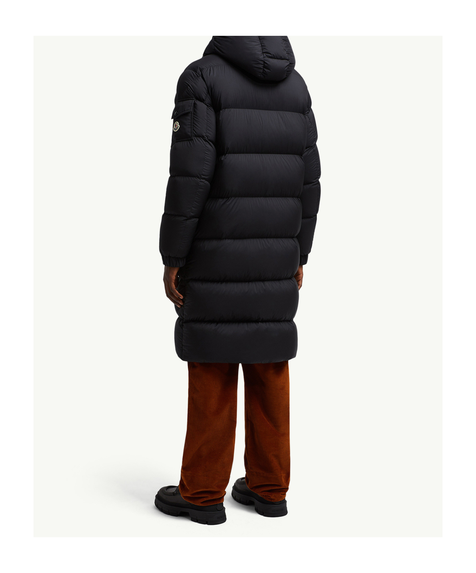 Moncler Hanoverian Hooded Long Down Jacket In Black