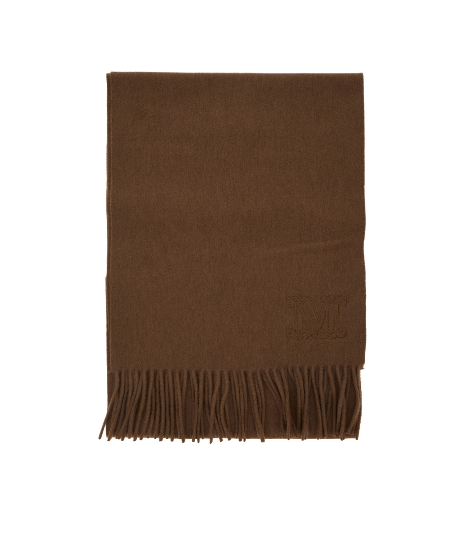 Max Mara Brown Logo Embroidery Rectangular Scarf