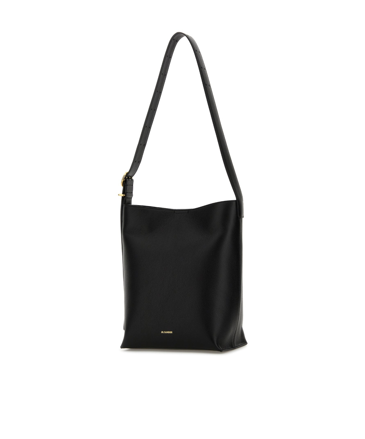 Jil Sander Cannolo Logo Stamped Small Shoulder Bag In Black