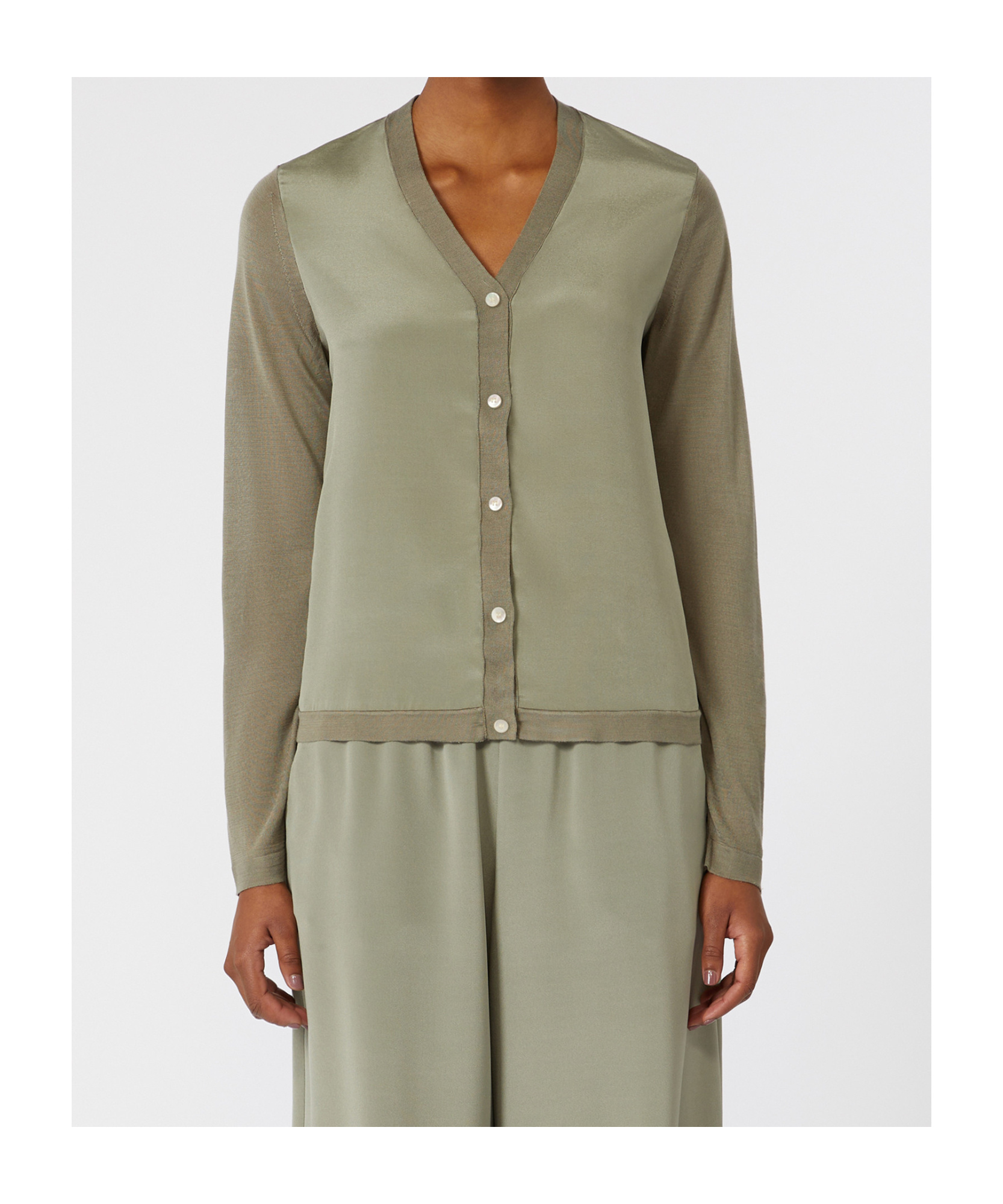 Max Mara Silk Yarn Cardigan In Green