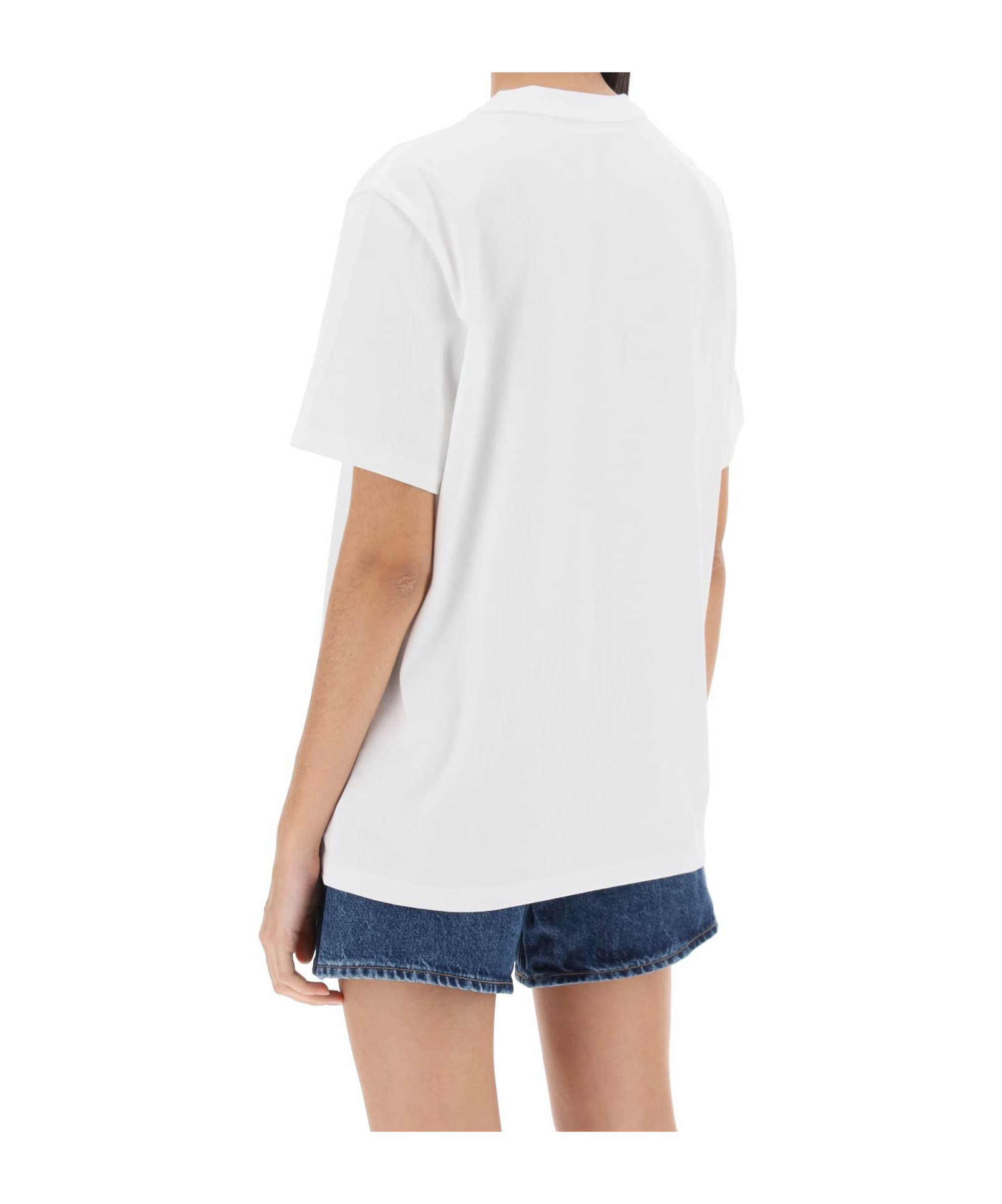 Mcm Essential Logo Print T-shirt In Organic Cotton In White