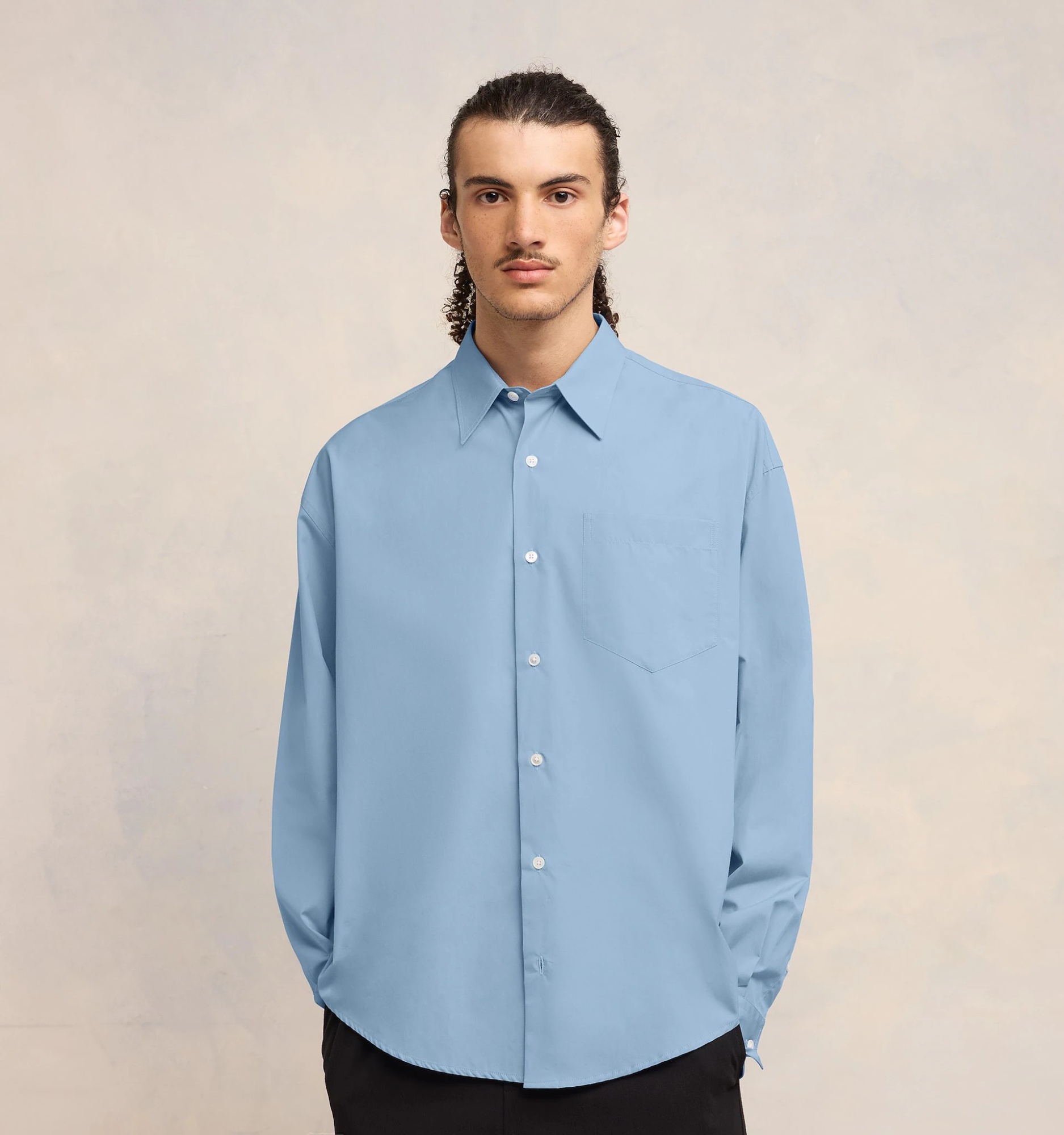 Ami Alexandre Mattiussi Ami Paris Ami De Coeur Logo Embroidered Long-sleeved Shirt In Blue
