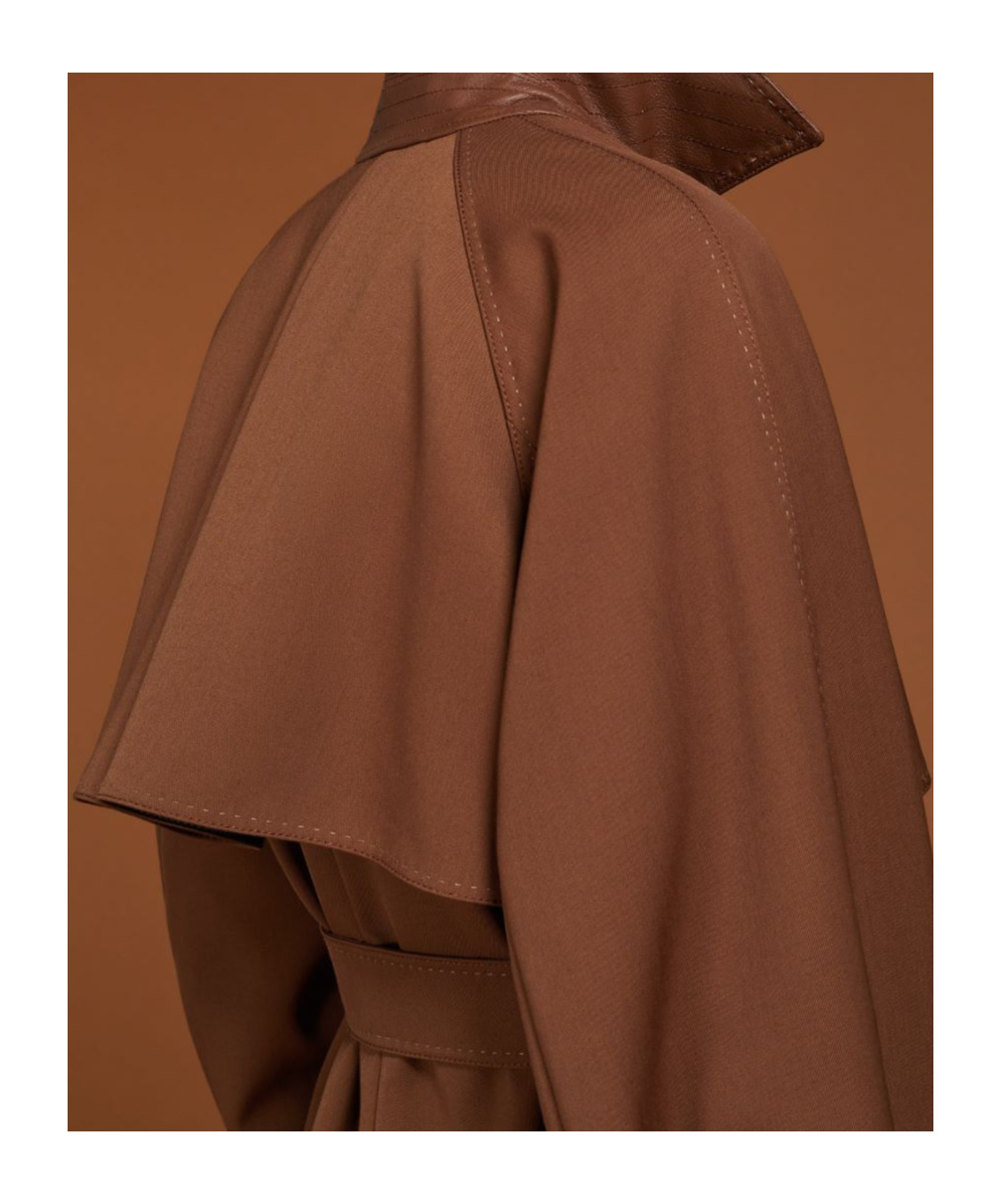 Max Mara Gabardine Trench Coat In Tobacco Color